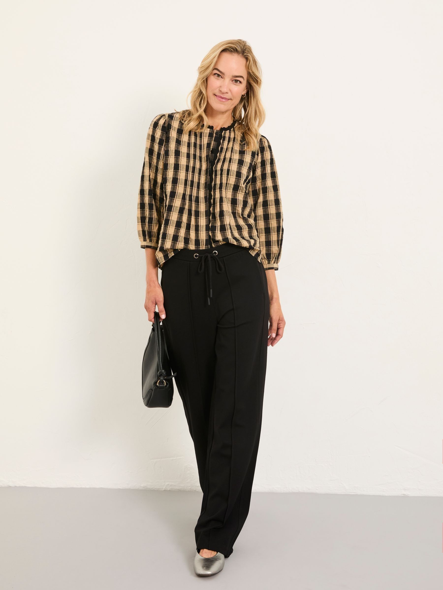 Ely Black Ponte Wide Leg Trouser (F16787) | €65