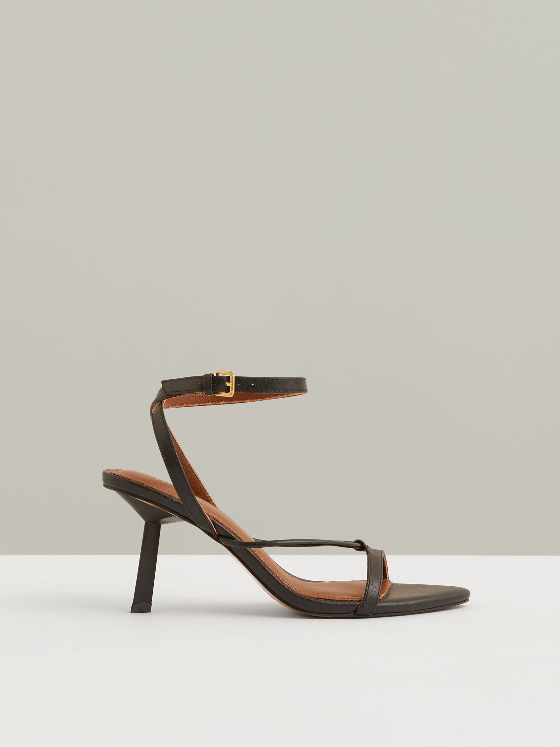Leather Strappy Heeled Sandals in Black (F18031) | US$290