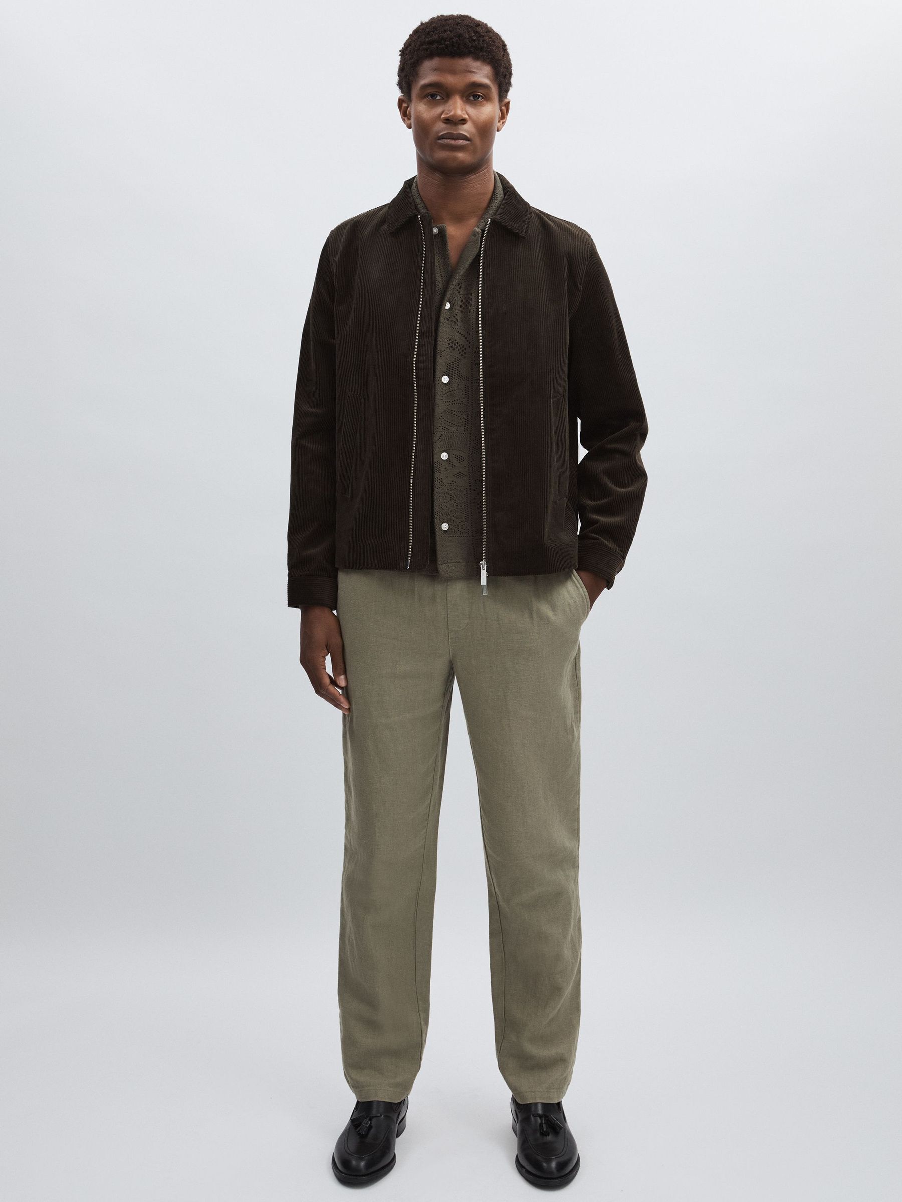 Drawstring Trousers in Green/Ivory (F18093) | €145