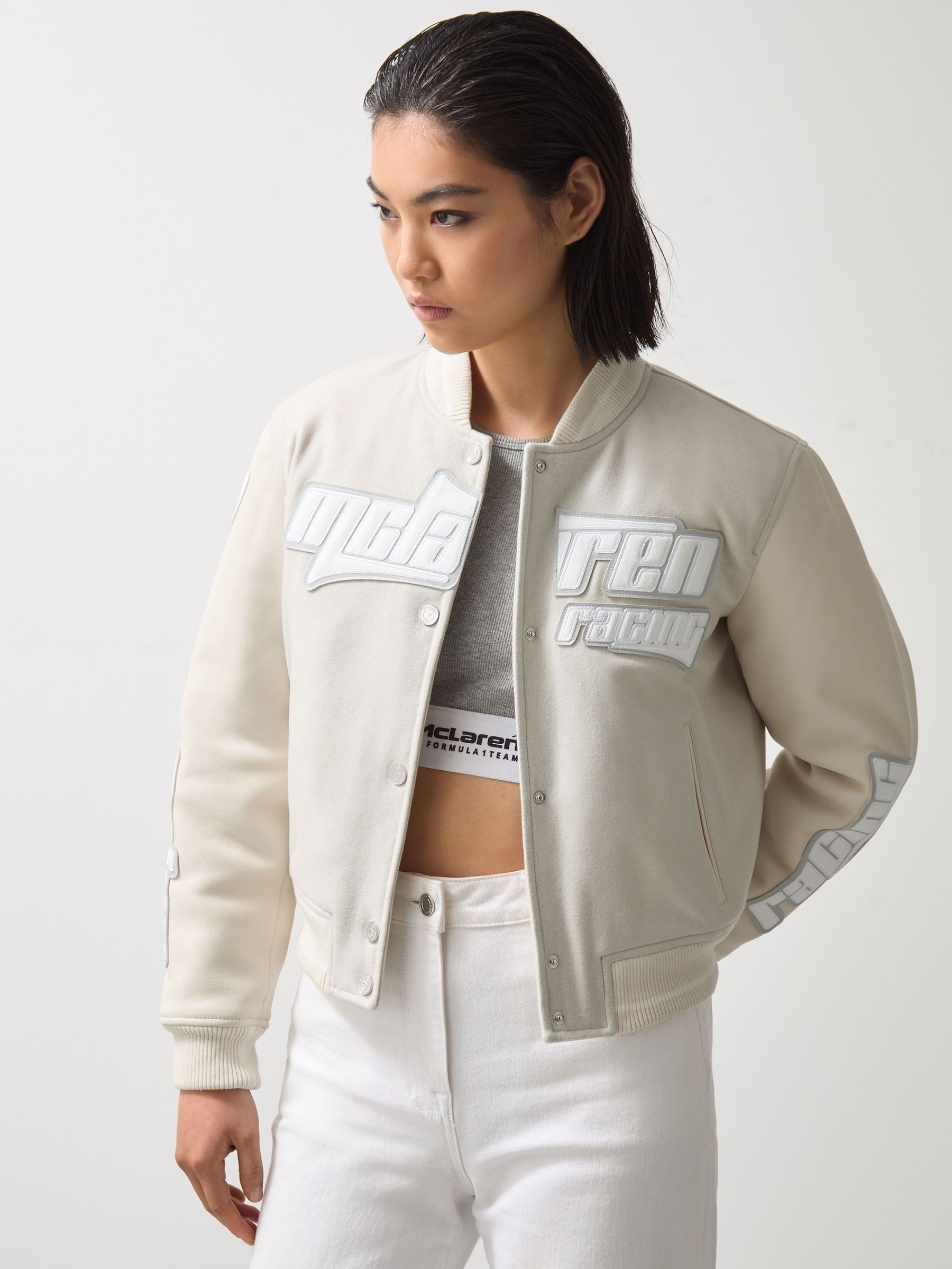 McLaren F1 Team Bomber Jacket in Off White (F18158) | US$1,860