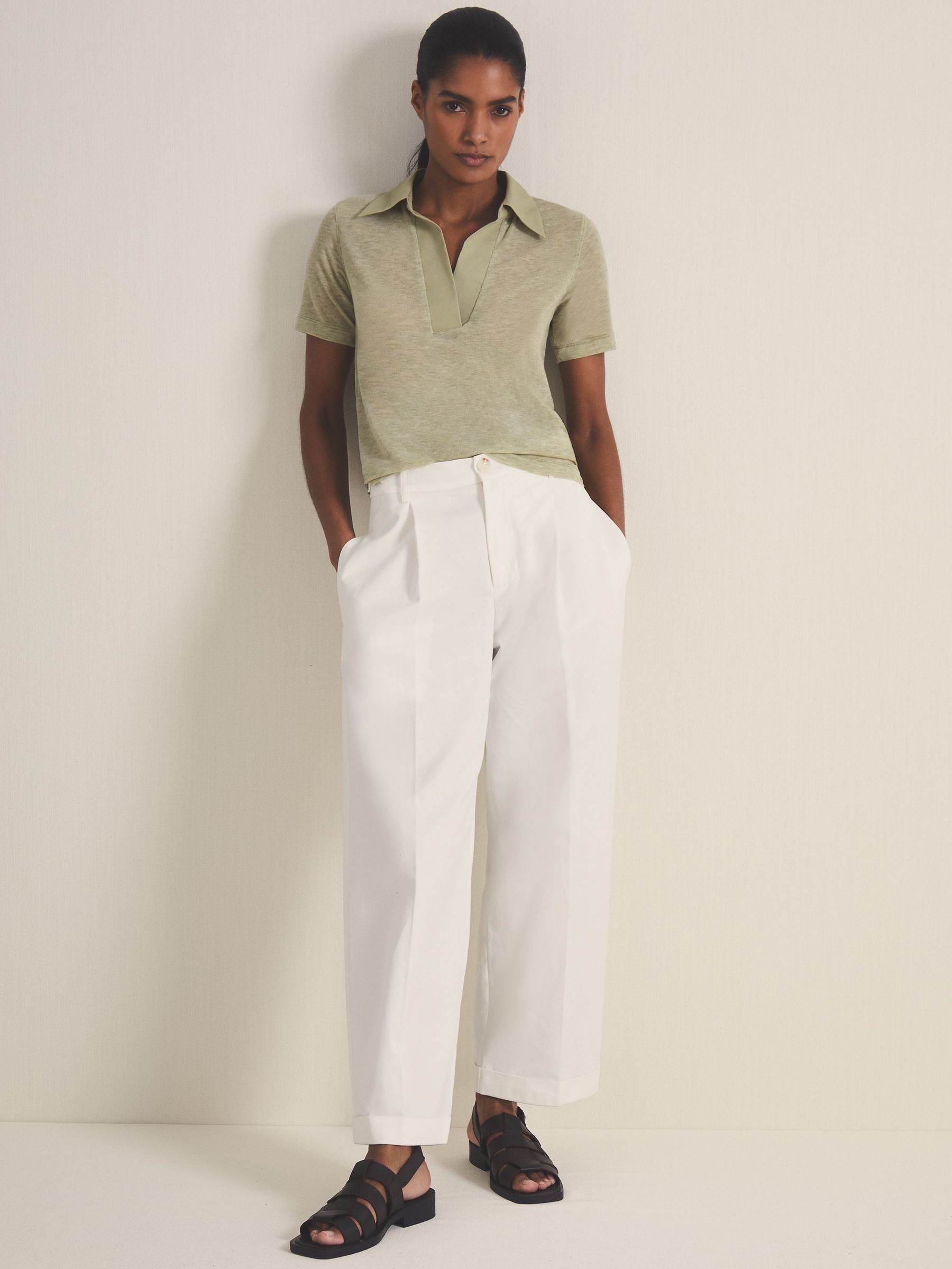 Reiss | Les 100 Ciels Polo Shirt With Cashmere in Sage (F18160) | €140