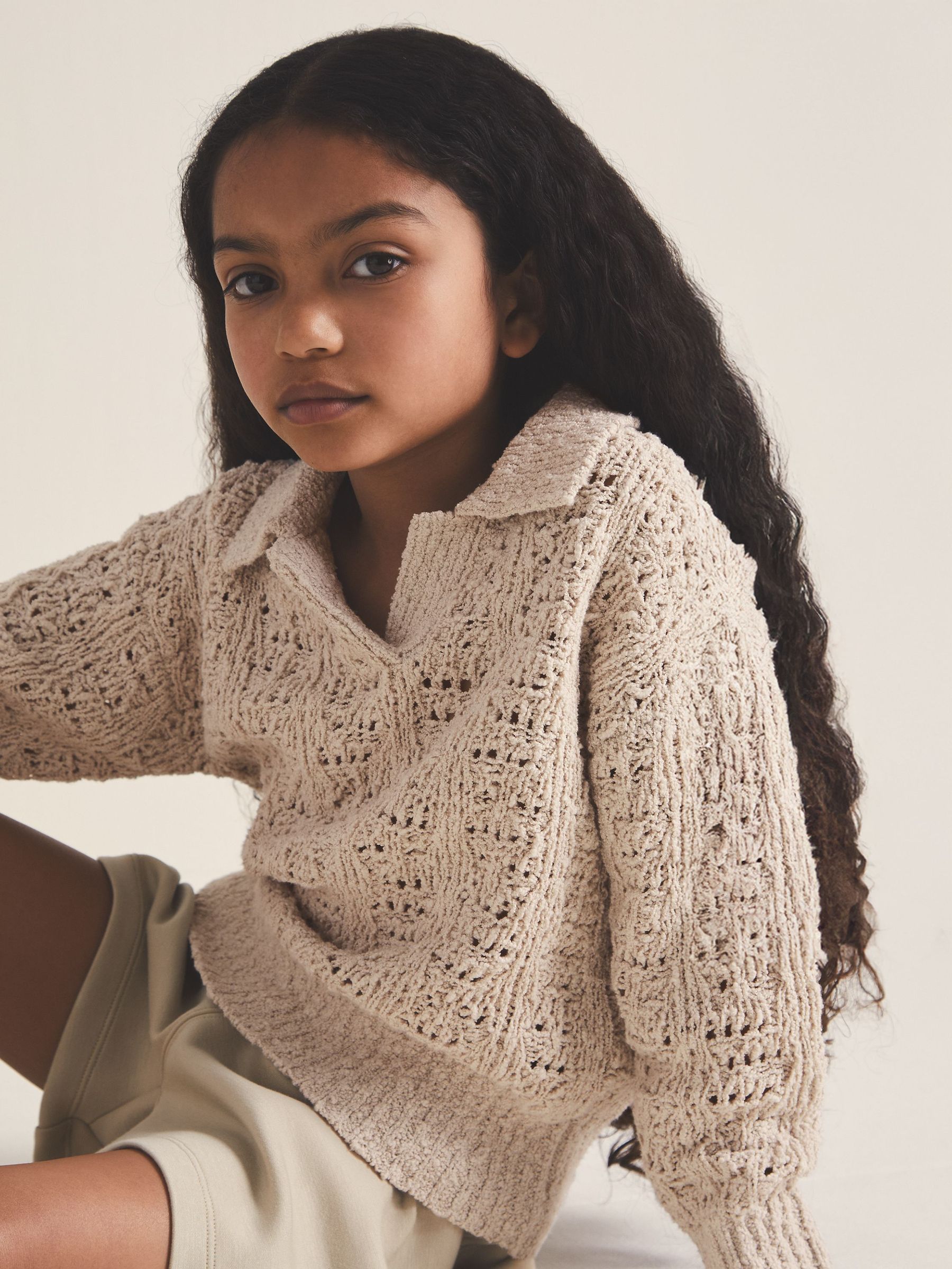 4-9 yrs Reiss | 100 Ciels Bouclé Jumper in Neutral (F18170) | US$80