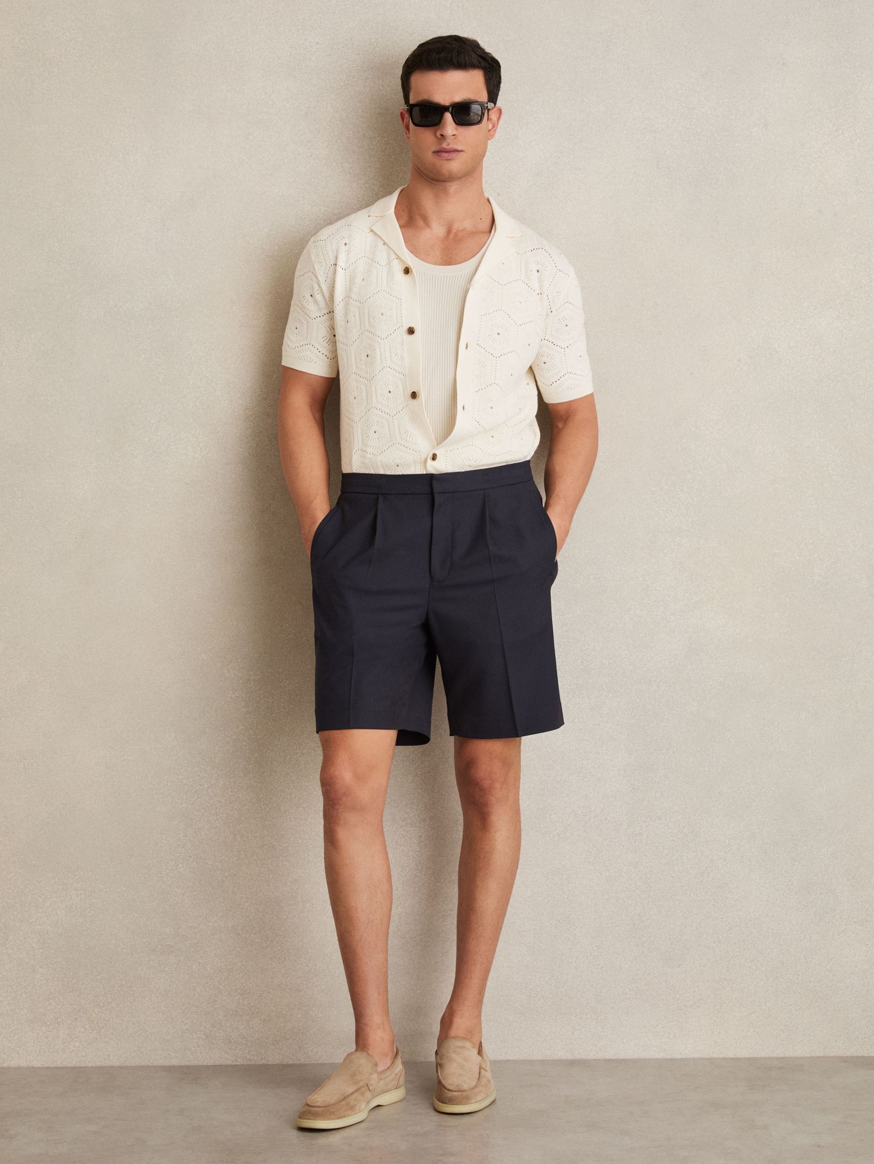 Relaxed Drawstring Shorts in Navy (F18181) | $155
