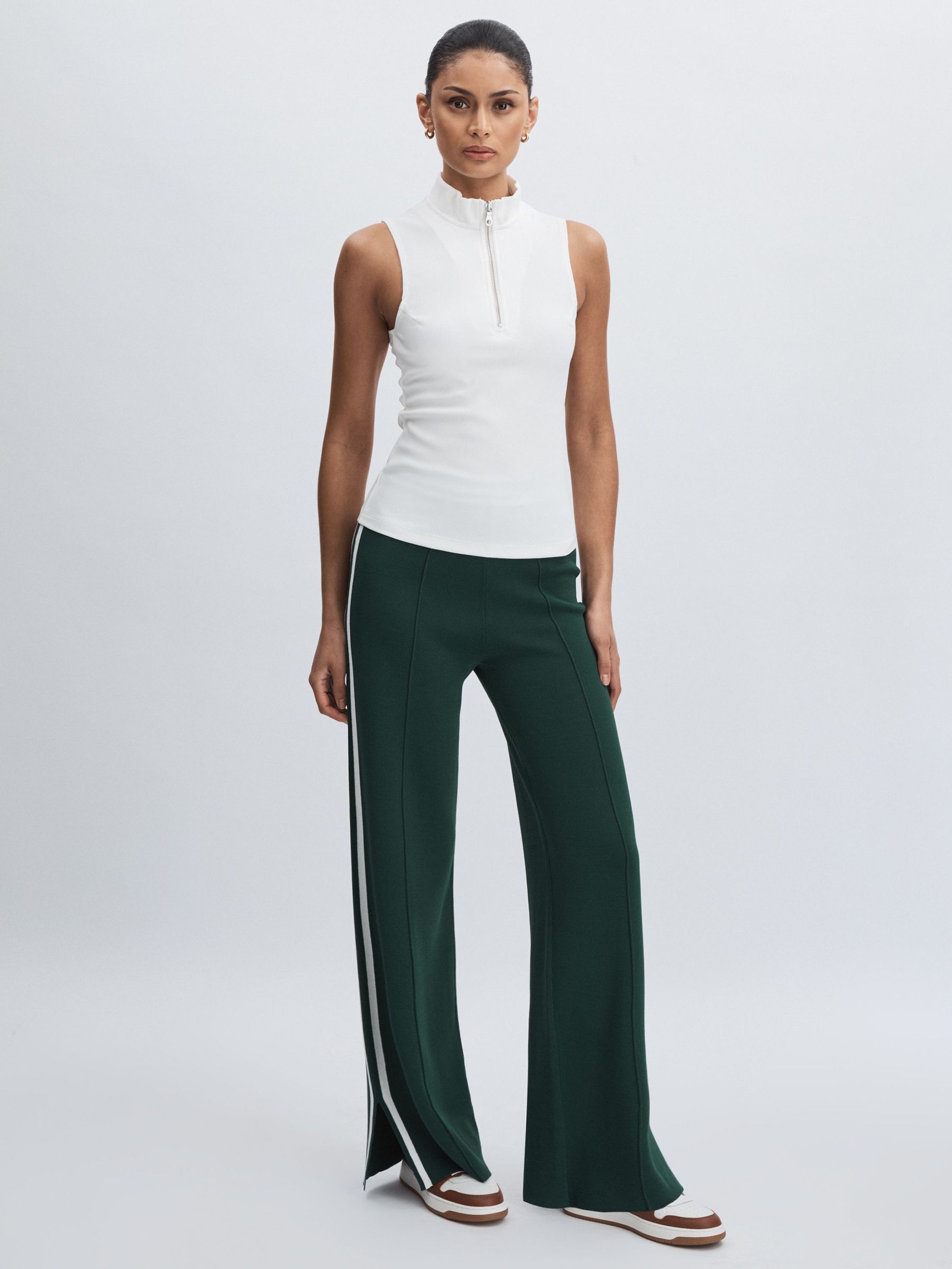 Stripe Knitted Joggers in Green (F18259) | €245