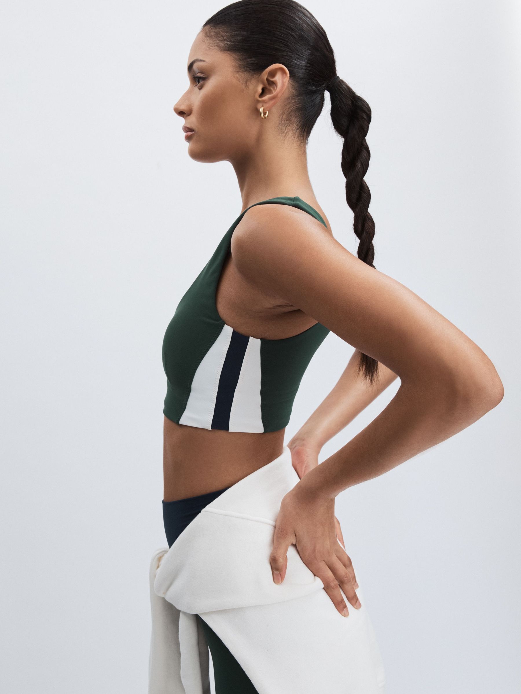 V-Neck Sports Bra in Green (F18261) | US$115