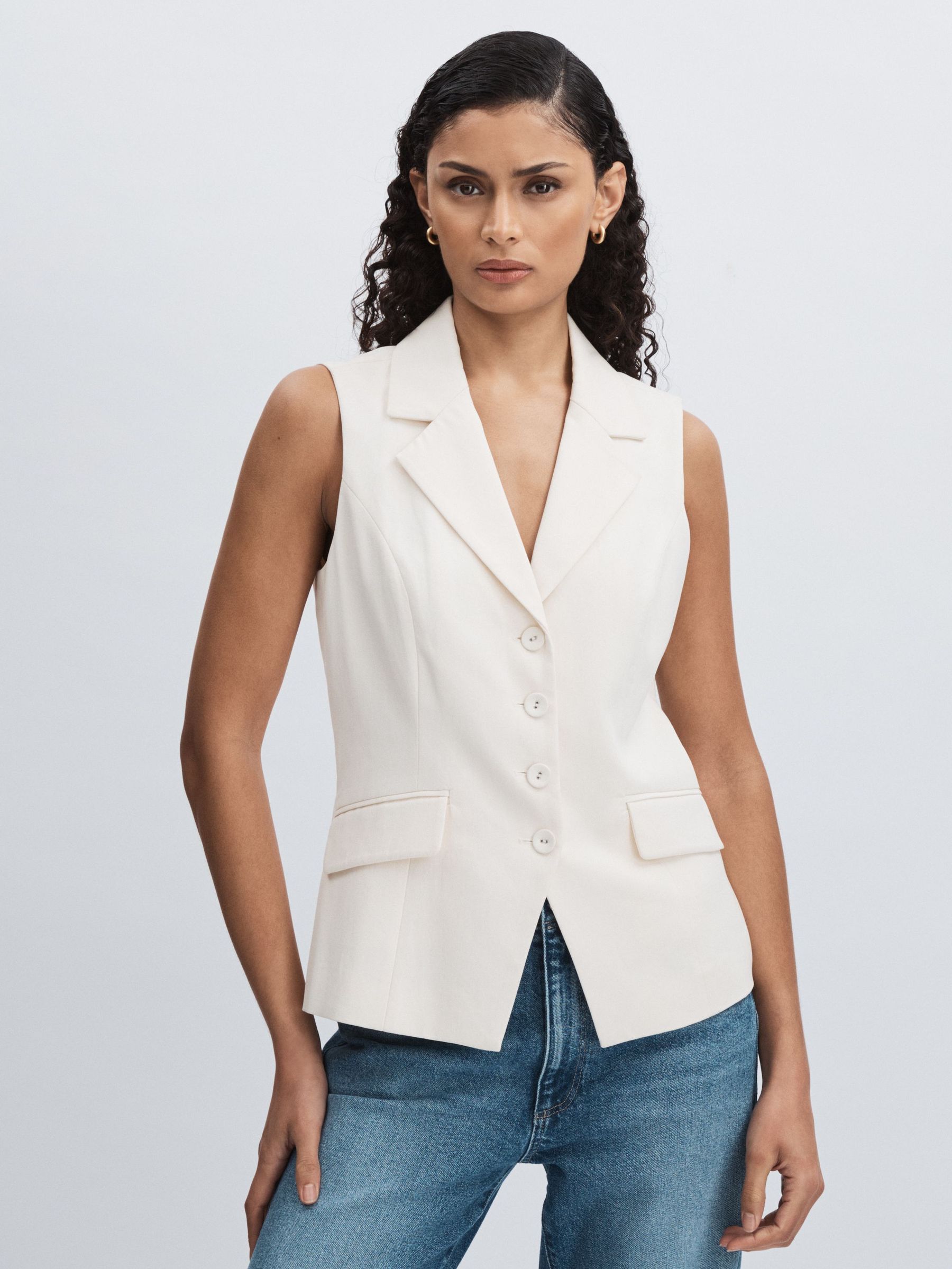 Paige Lyocell Cotton Tailored Waistcoat in Ivory (F18342) | US$510