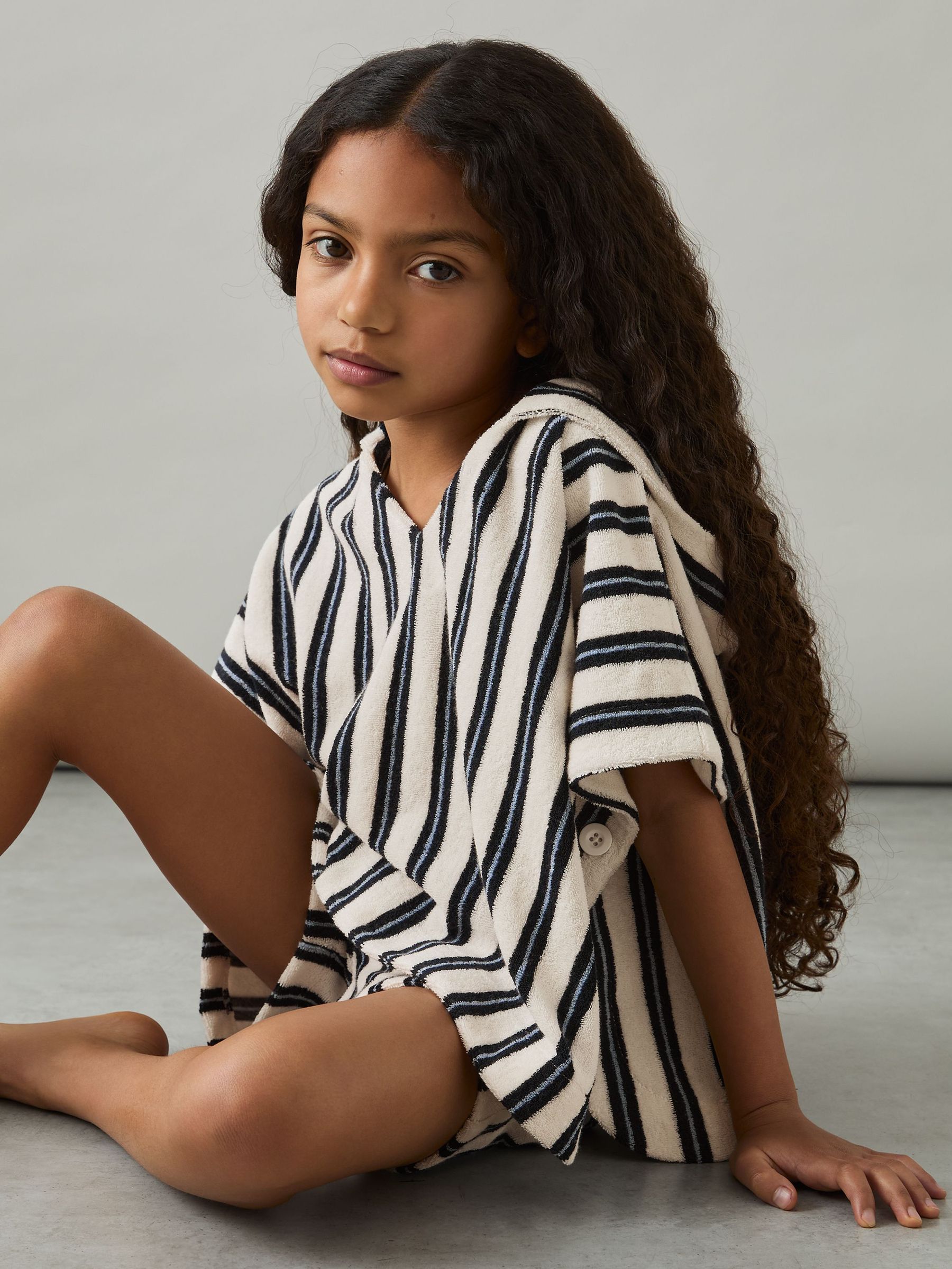 4-9 yrs Hoodie and Shorts Stripe Towelling Set in Blue (F18346) | €65