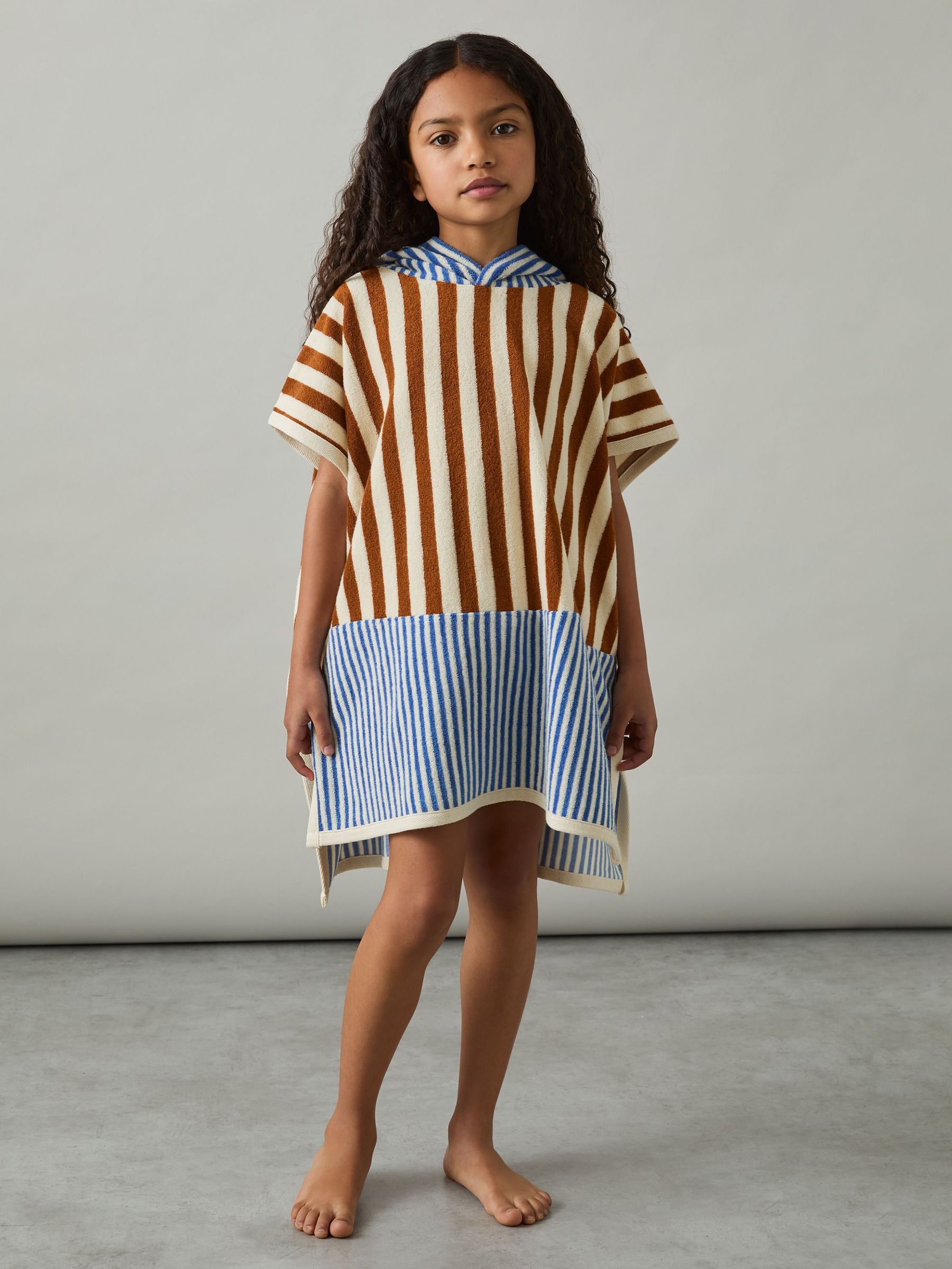 4-9 yrs Towelling Stripe Hooded Cape in Multi (F18353) | $45