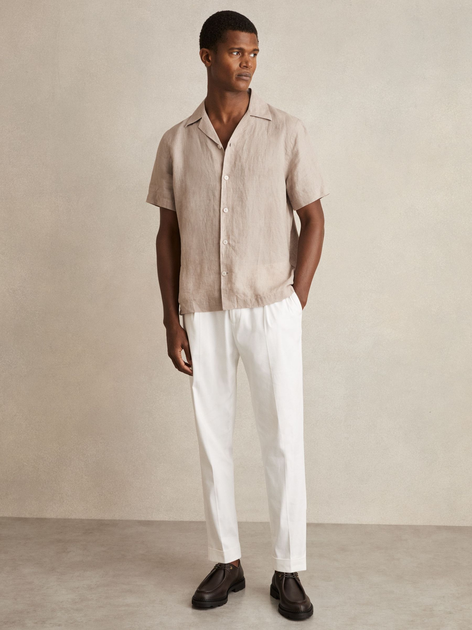 Cuban Collar Shirt in Mink Brown (F18596) | €125