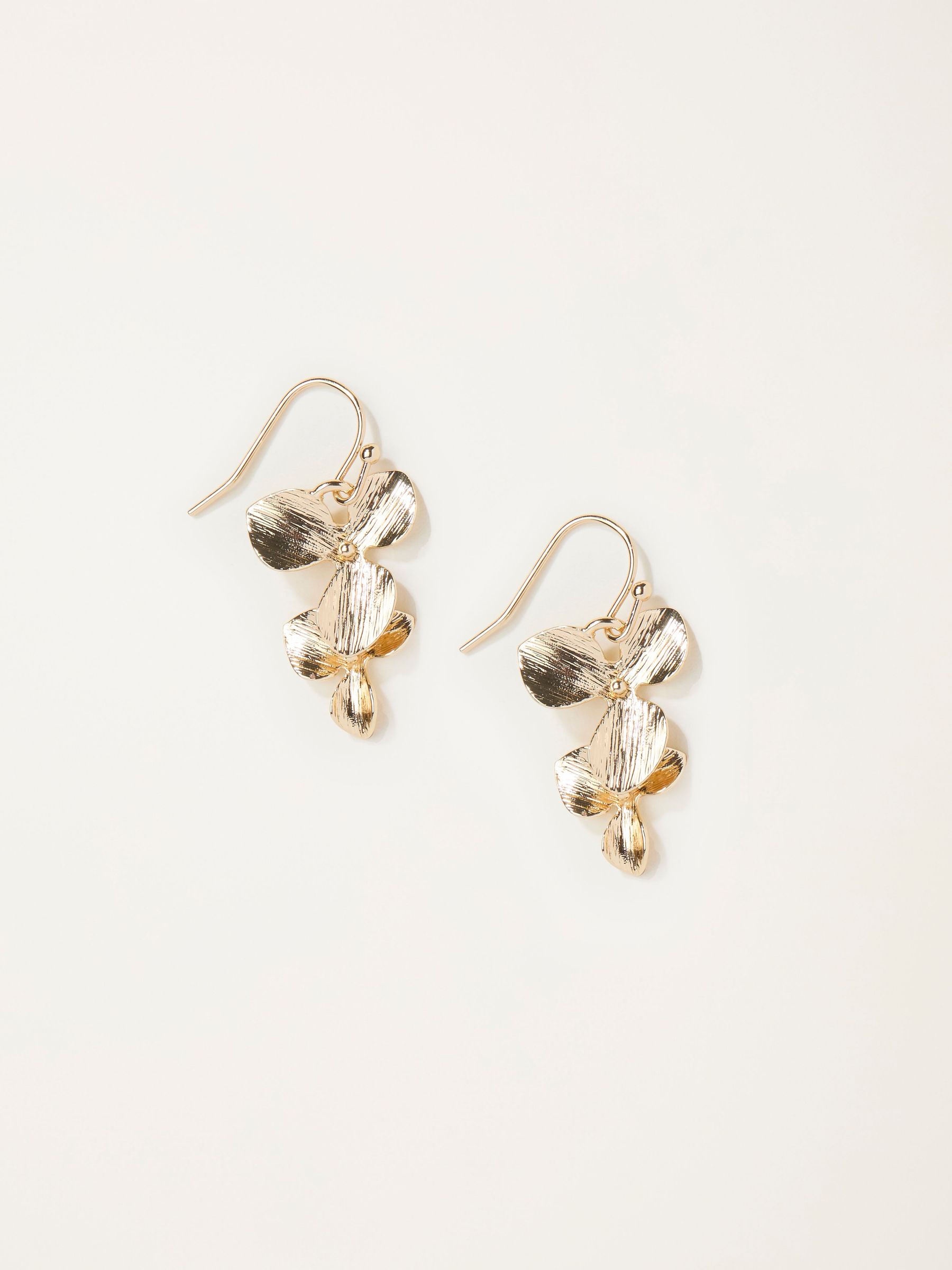 Gold Tone Flower Drop Earrings (F19044) | €13.50