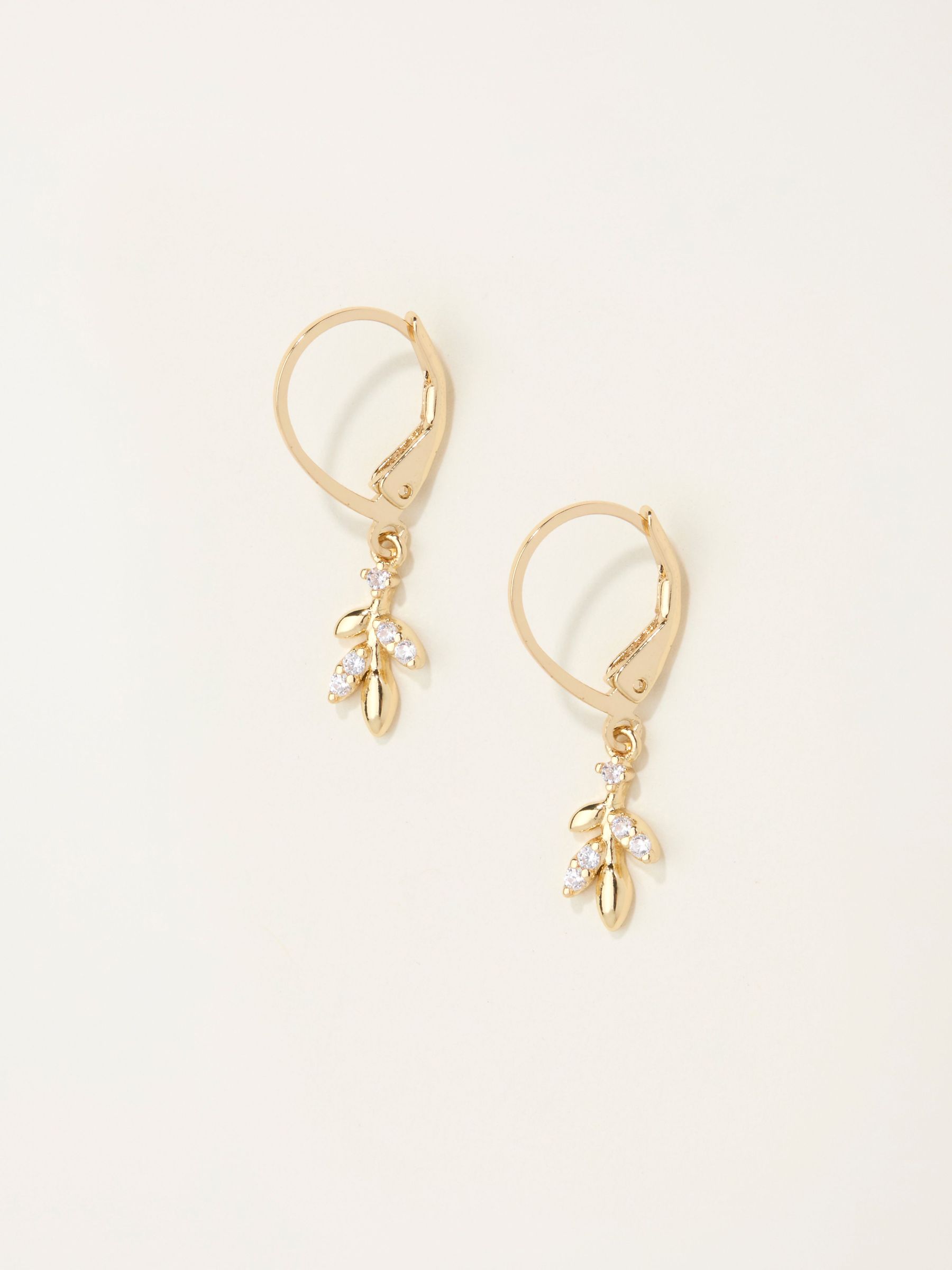 Gold Tone Leaf Drop Earrings (F19073) | €13.50