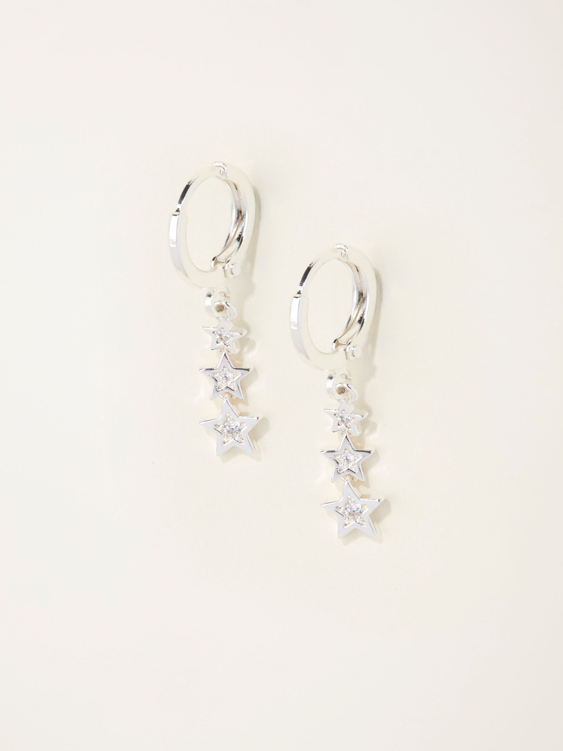 Silver Tone Trio Star Drop Earrings (F19077) | €13.50