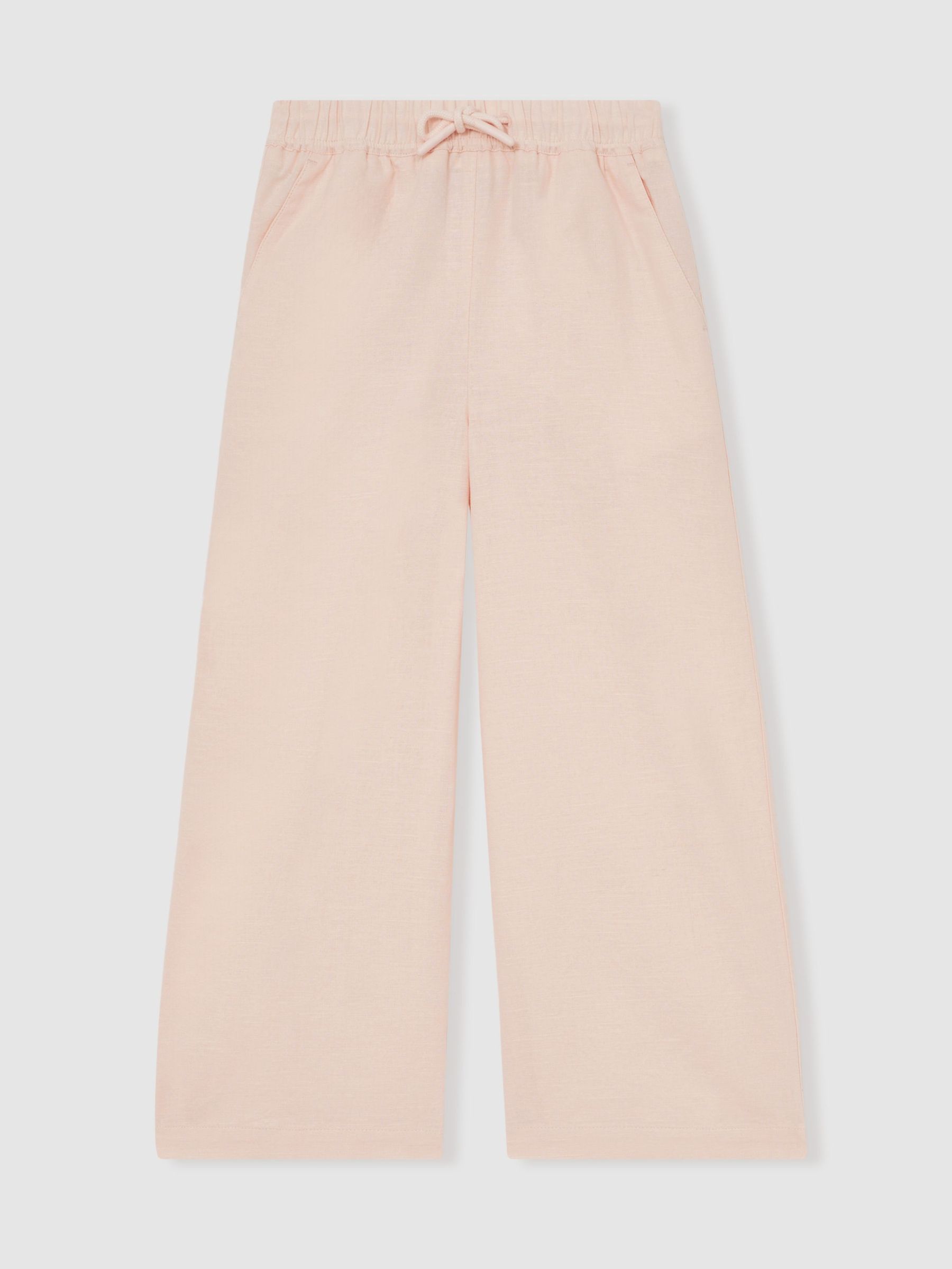 Cotton-Linen Drawstring Trousers in Pink (F19659) | €75