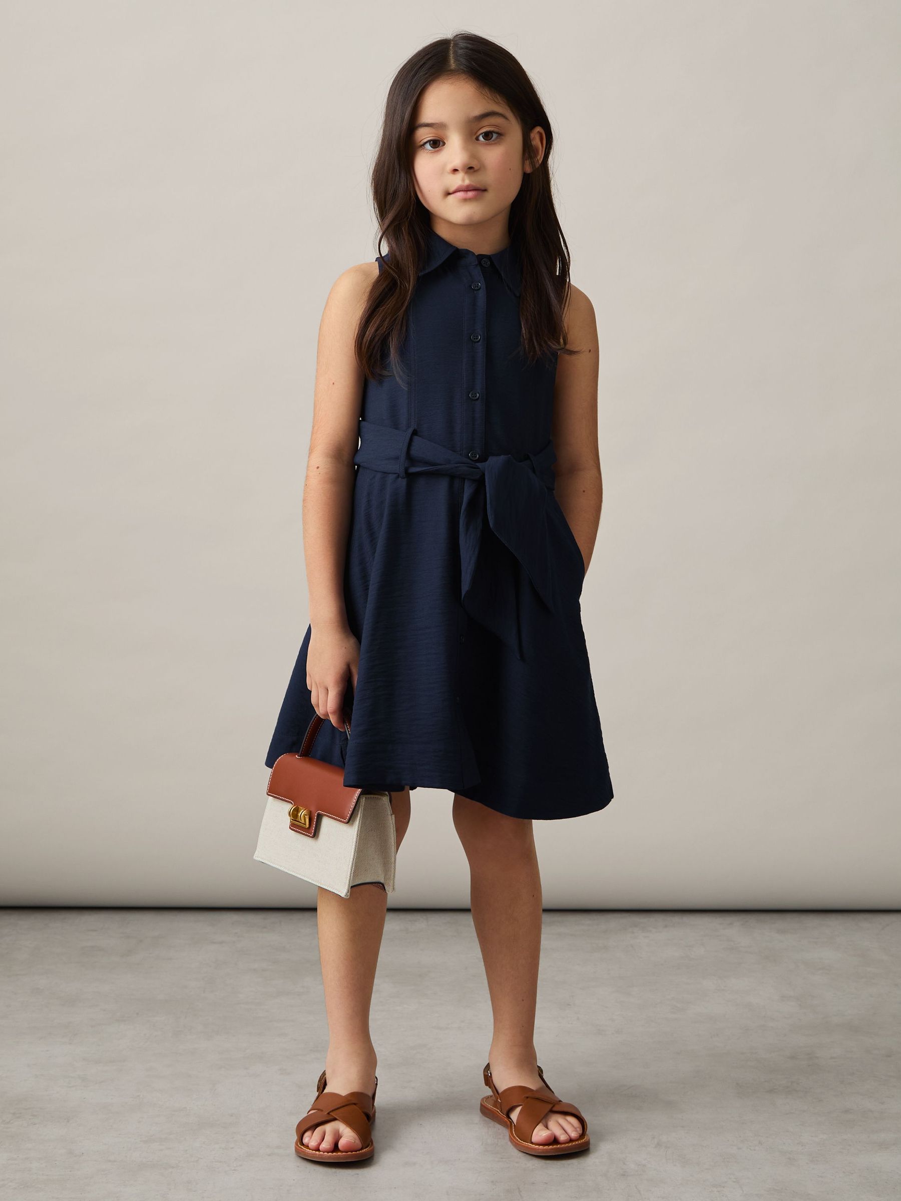 4-9 yrs Tie-Waist Collared Dress in Blue (F19679) | HK$830