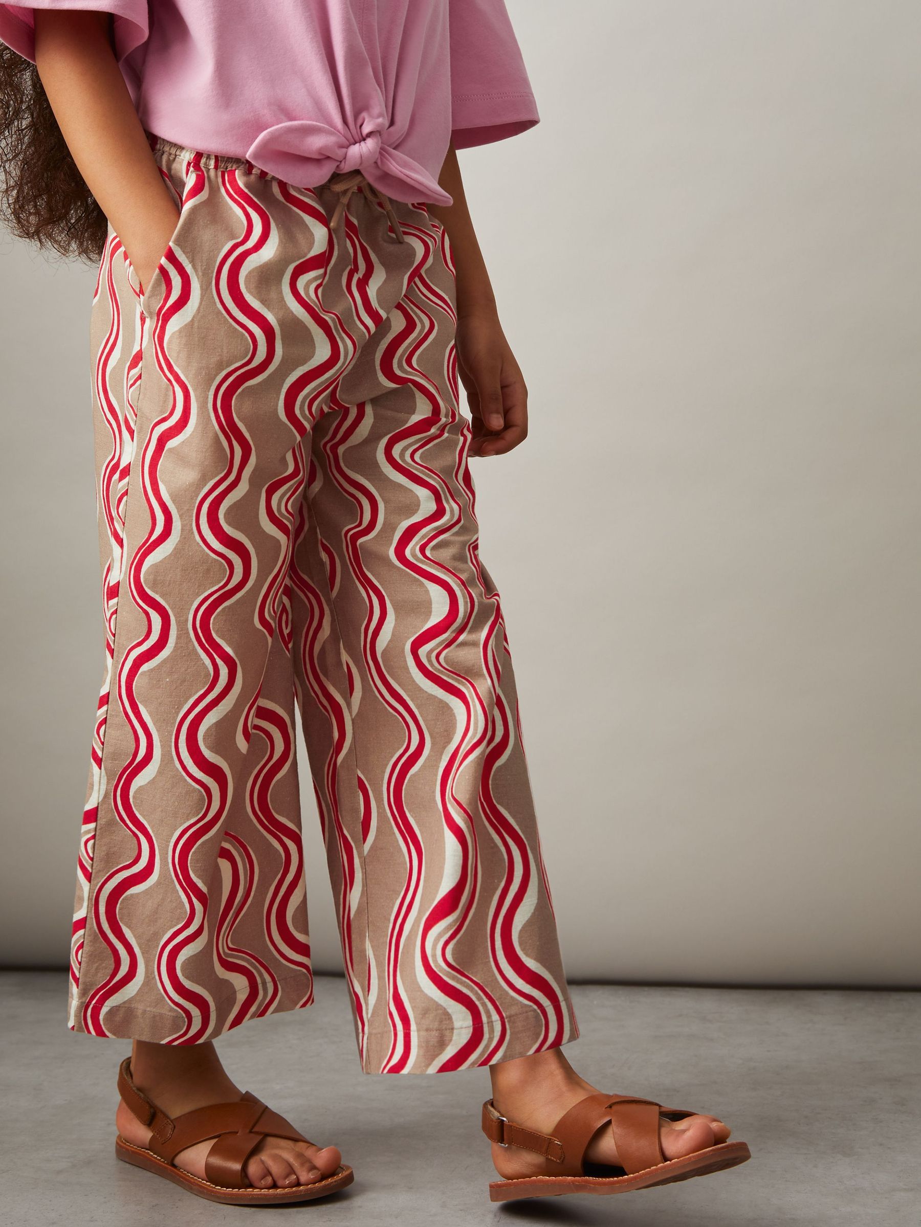 Cotton Linen Printed Trousers in Red (F19686) | HK$800