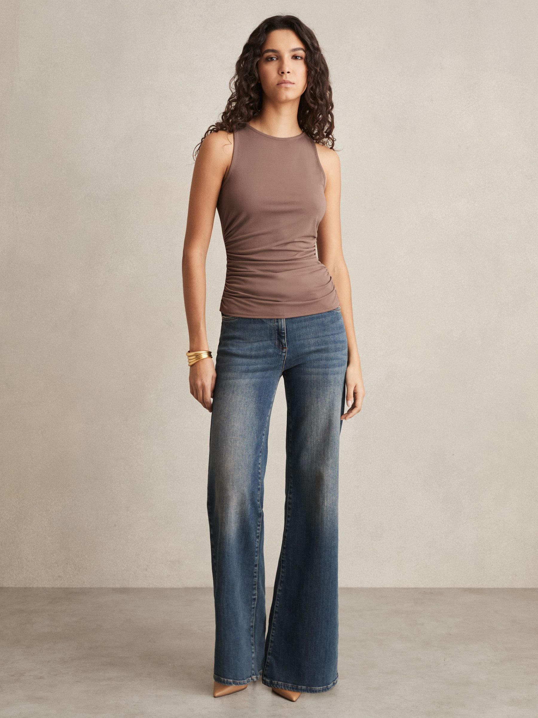 Ruched-Side Jersey Top in Mink (F19692) | US$110