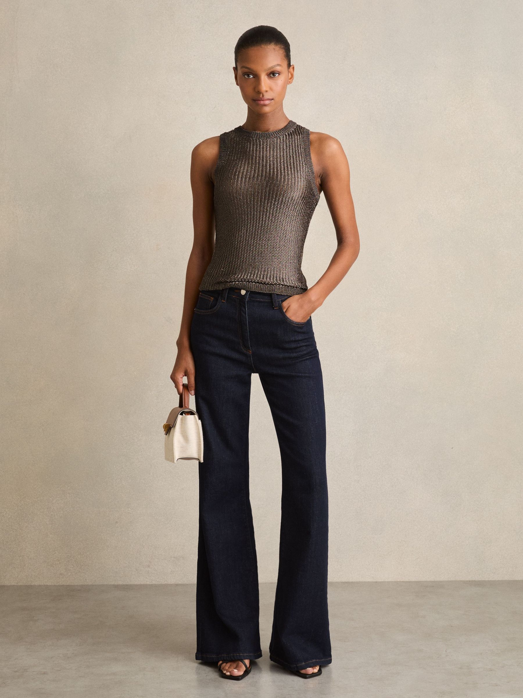 Metallic Knit Vest in Gunmetal (F20238) | €140