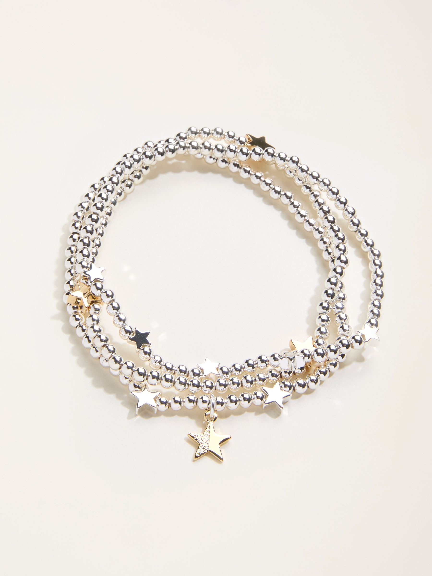 Silver Tone Trio Star Stretch Bracelet (F21651) | €19