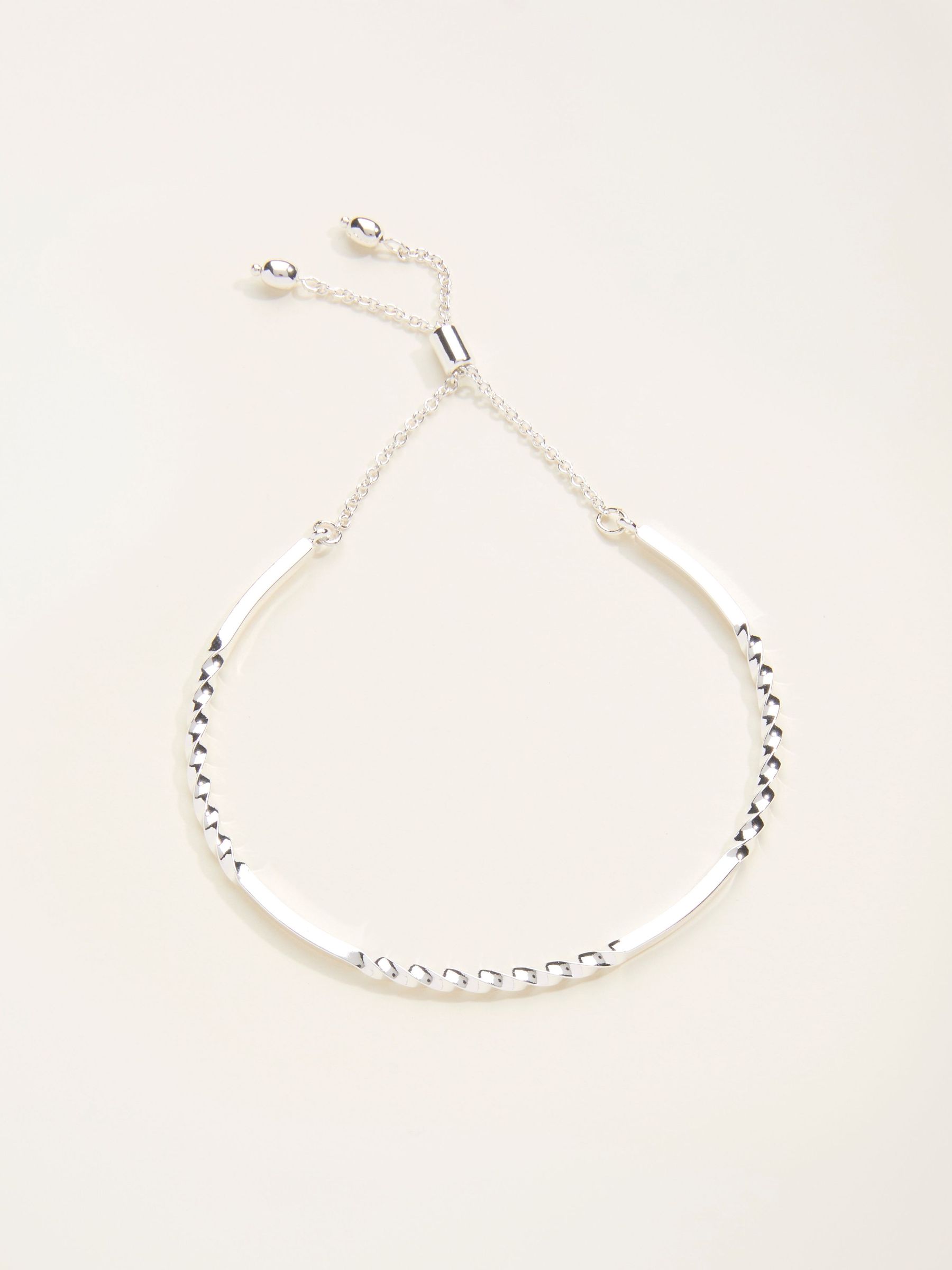 Silver Tone Twist Adjustable Bangle (F21658) | €19