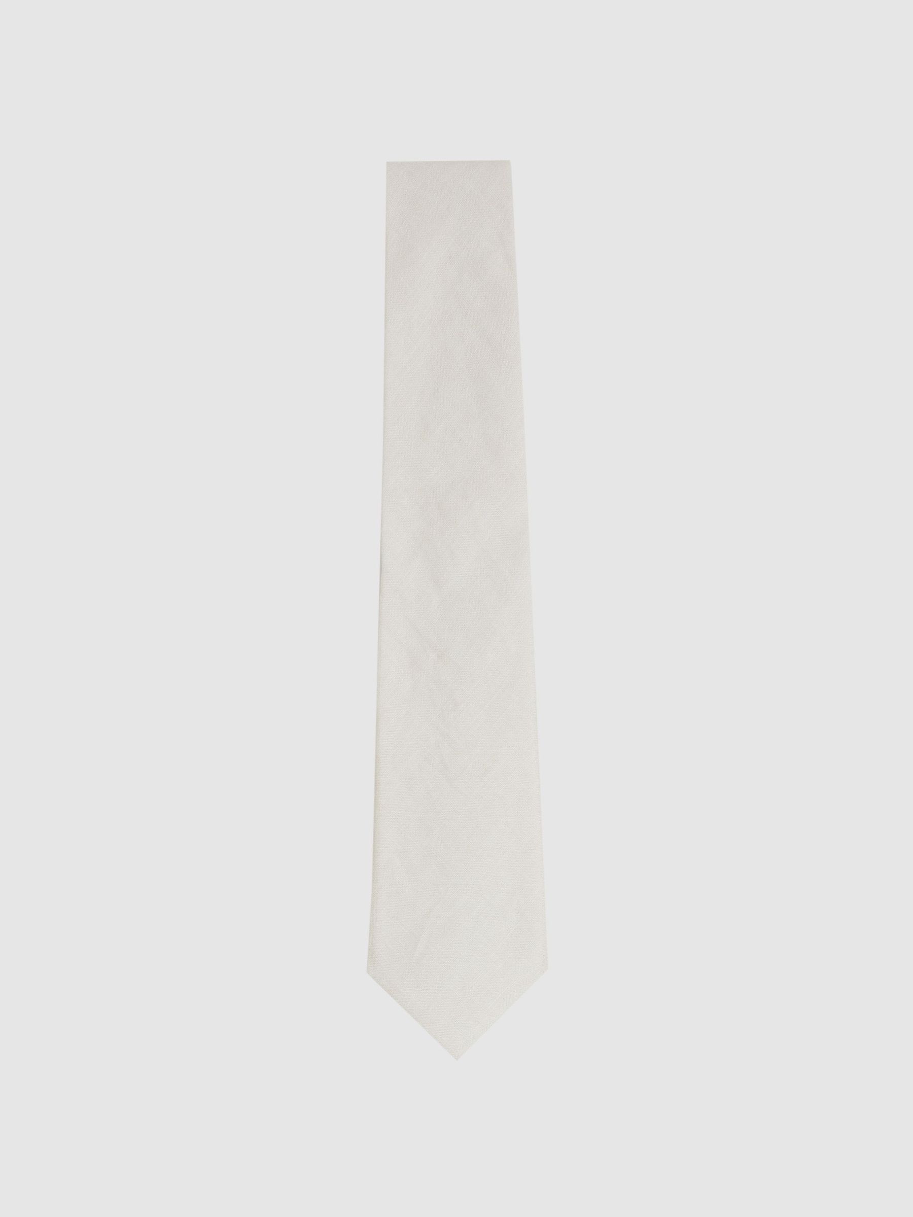 Linen Textured Tie in Ecru (F22185) | CHF 85