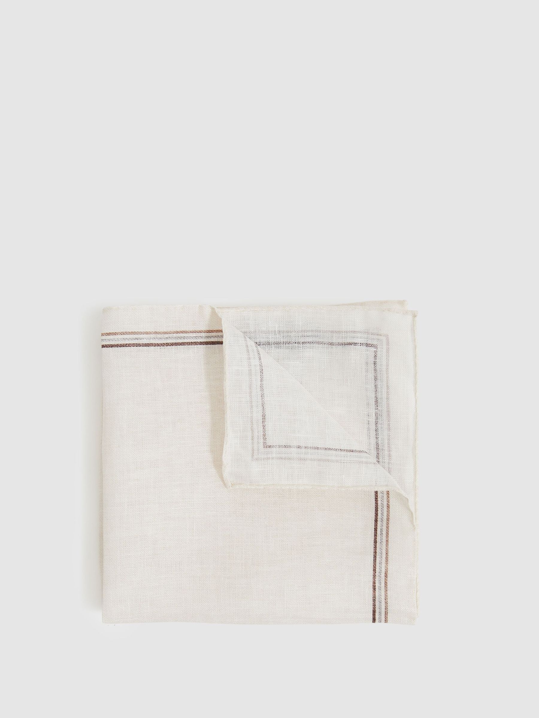 Linen Pocket Square in Ecru (F22189) | €55
