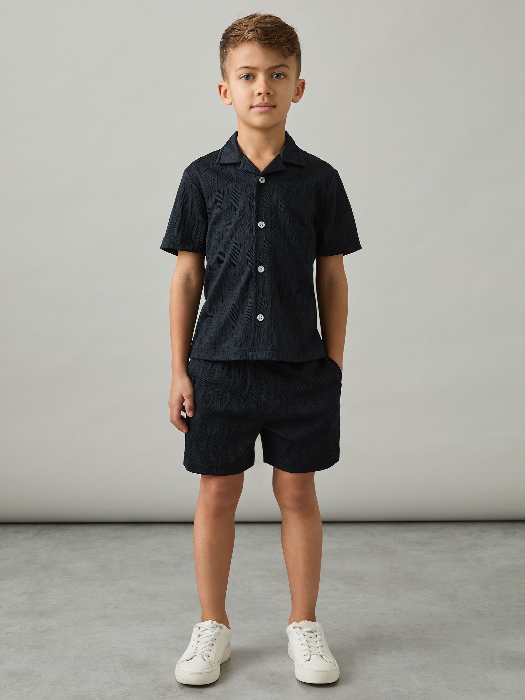3-9 yrs Wave-Jacquard Drawstring Shorts in Navy (F22193) | €45