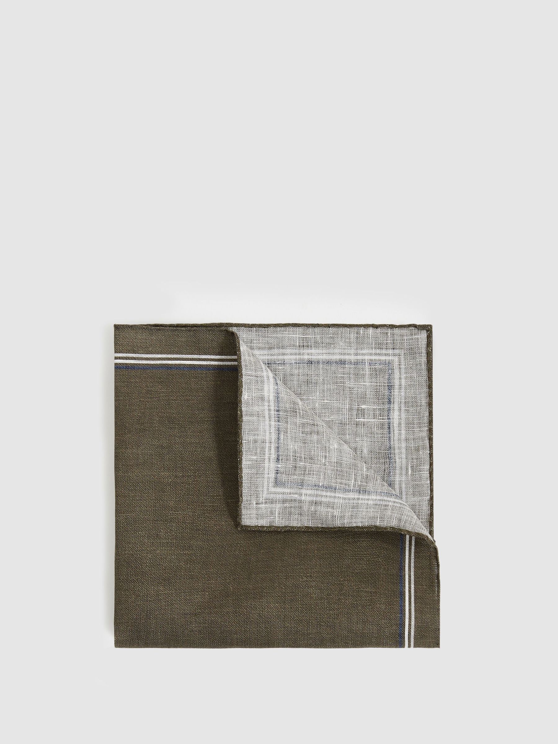Linen Pocket Square in Olive (F22197) | US$60