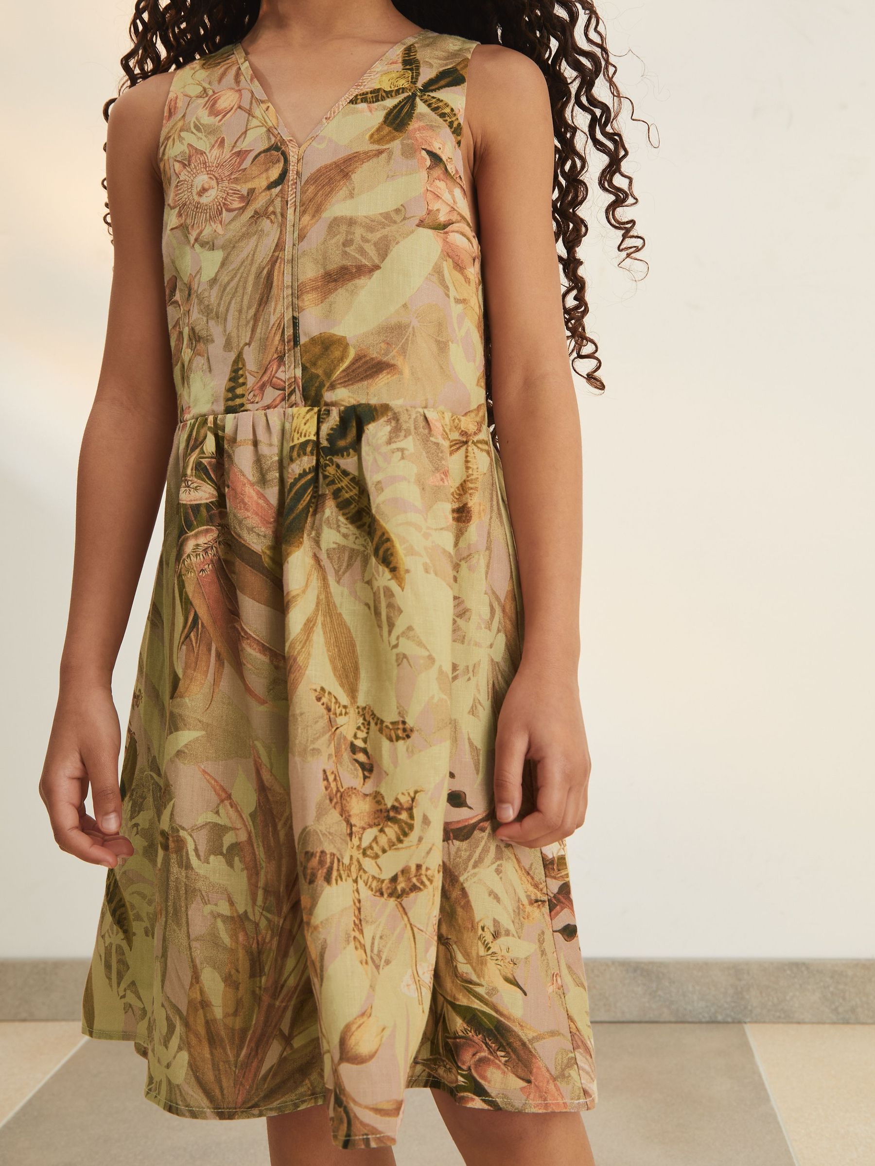9-13 yrs Reiss | NYBG Floral-Print Midi Dress in Khaki (F22202) | €120