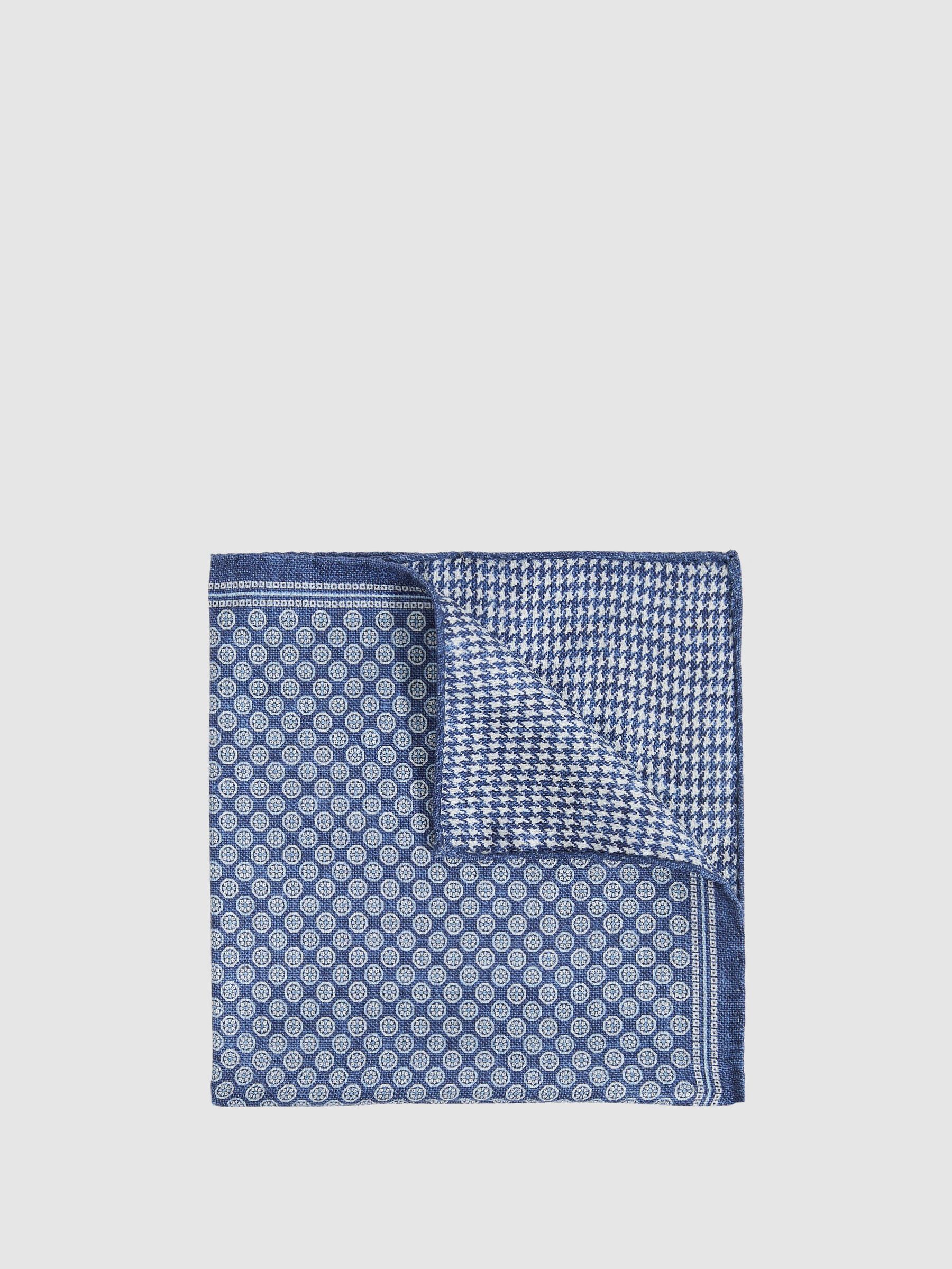 Silk Medallion-Print Pocket Square in Navy (F22212) | €55
