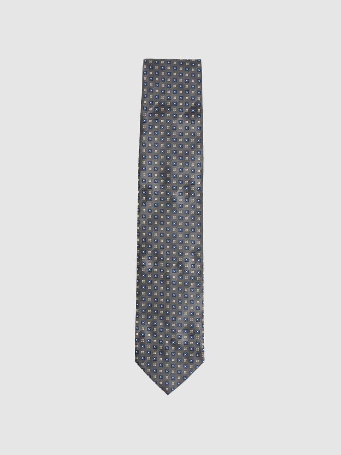 Foulard Silk Blend Floral Print Tie in Charcoal (F22236) | €85