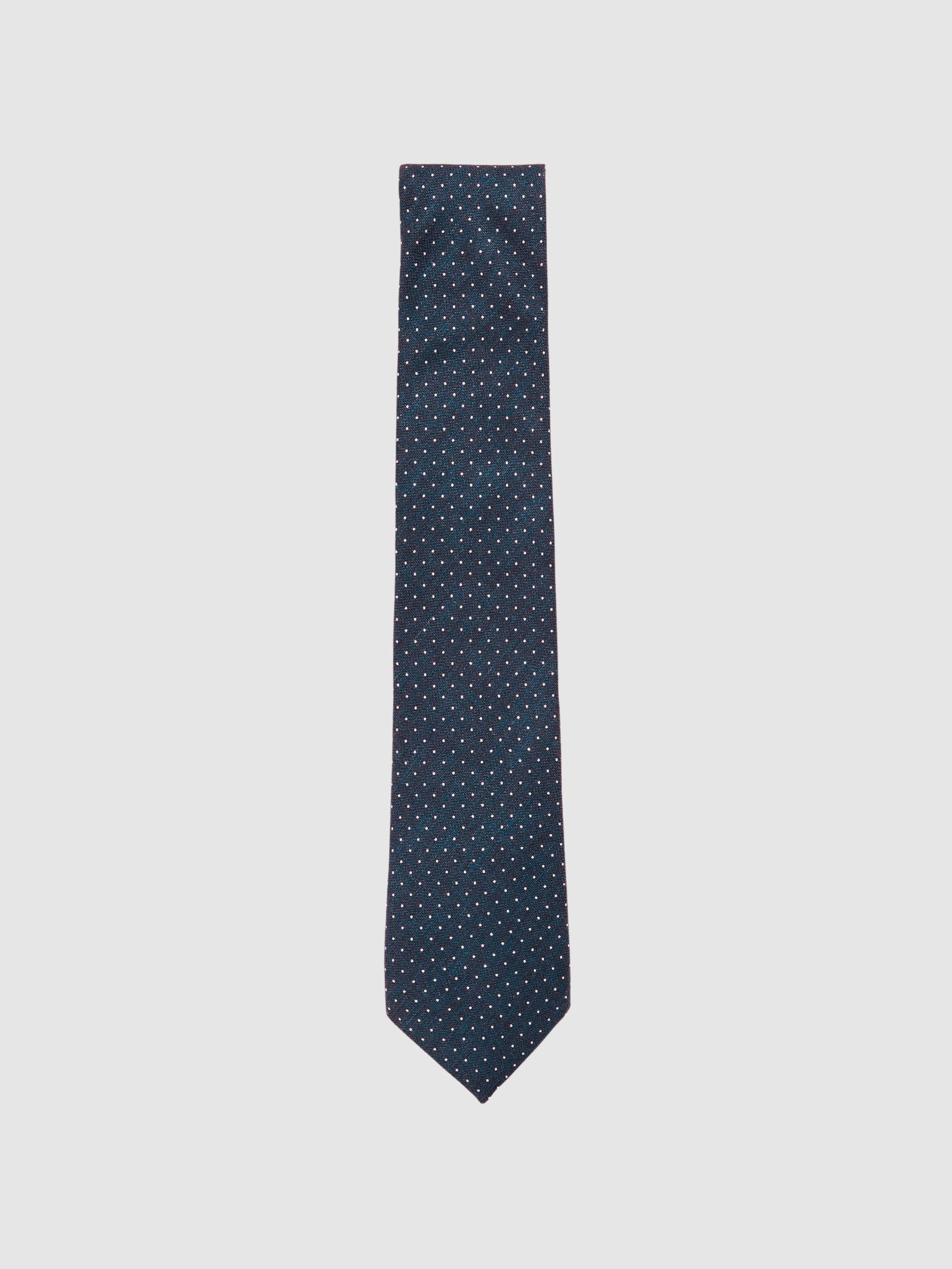 Silk Pin-Dot Tie in Navy (F22246) | AED380