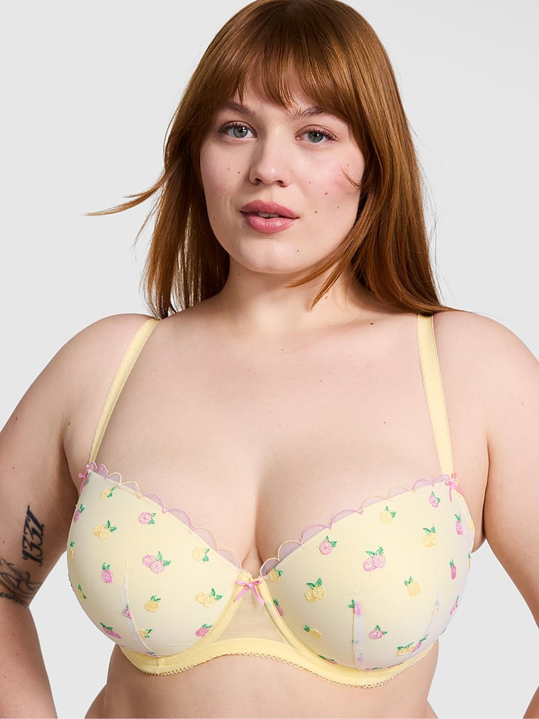 Lemon Yellow Push Up Embroidery Bra (F22376) | €40