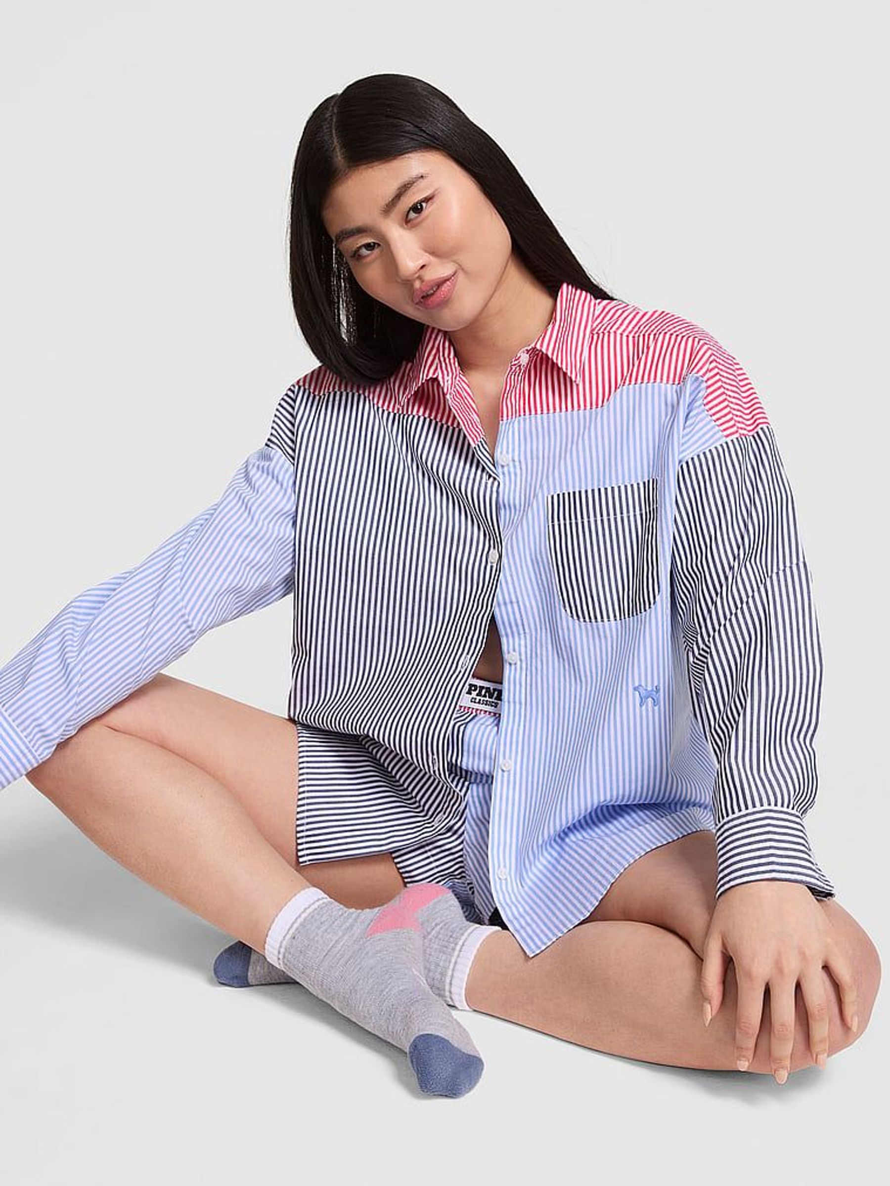Red and Blue Stripe Oversized Pyjama Shirt (F22403) | €45