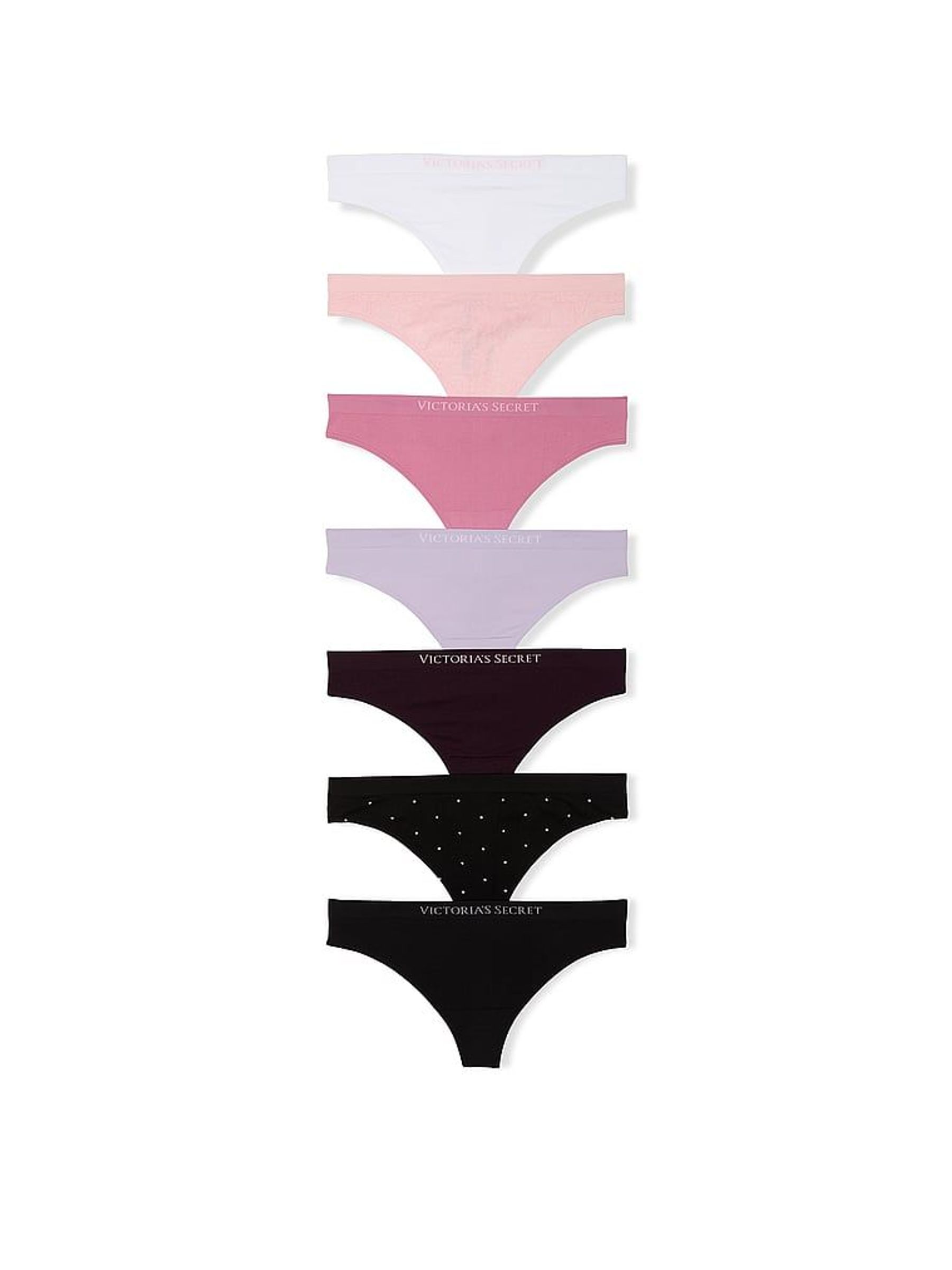White/Pink/Purple/Black Thong 7 Pack Knickers (F22412) | €40