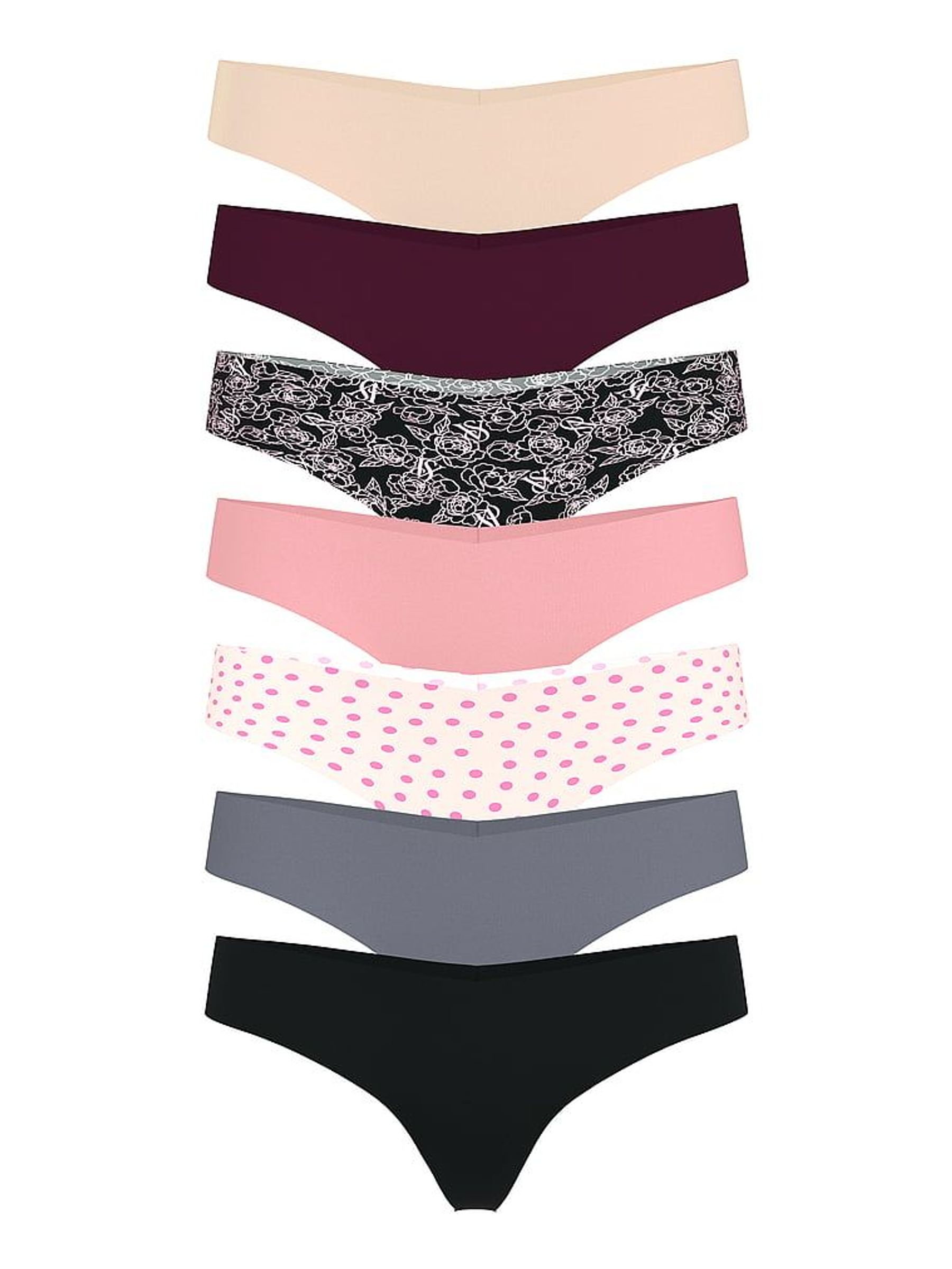 Nude/White/Pink/Grey/Black Thong 7 Pack Knickers (F22434) | €40