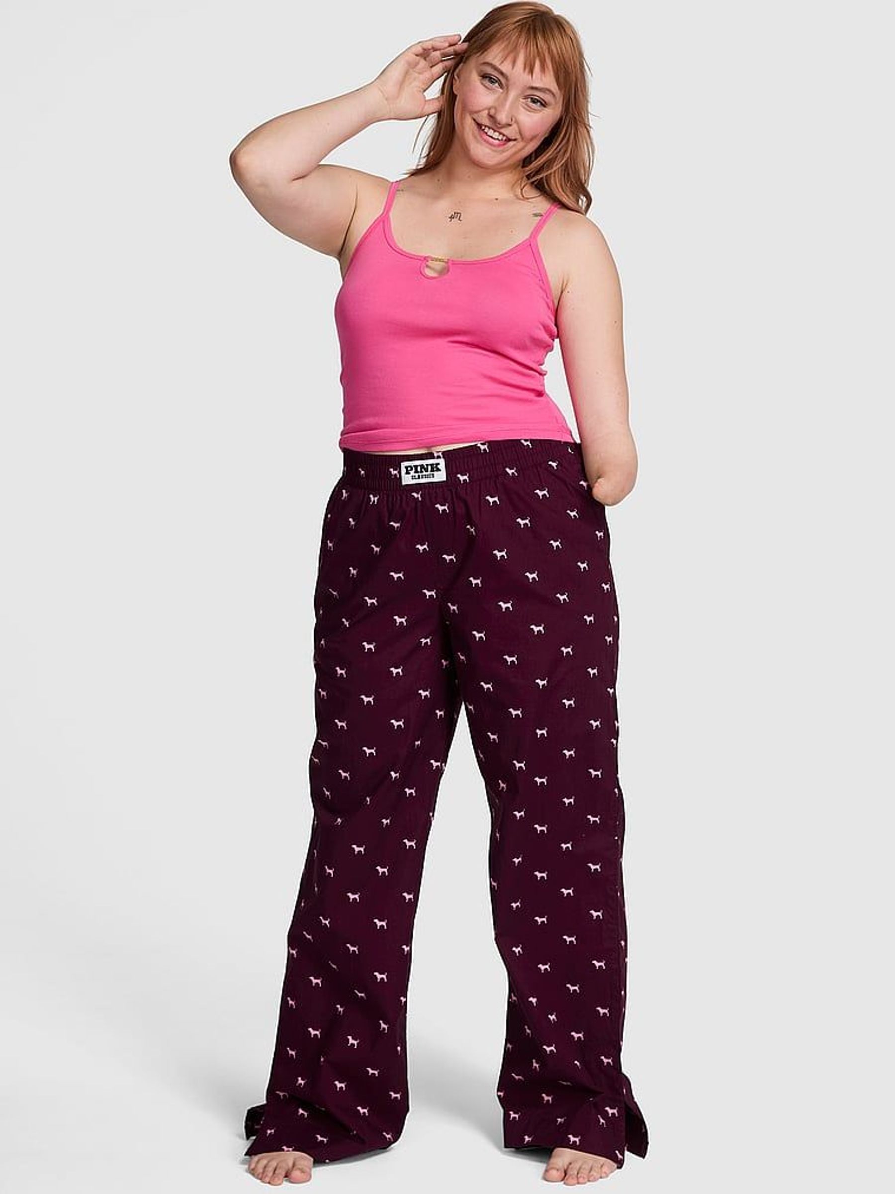 Purple Rose Dog Print Boyfriend Pyjama Bottoms (F22445) | €40