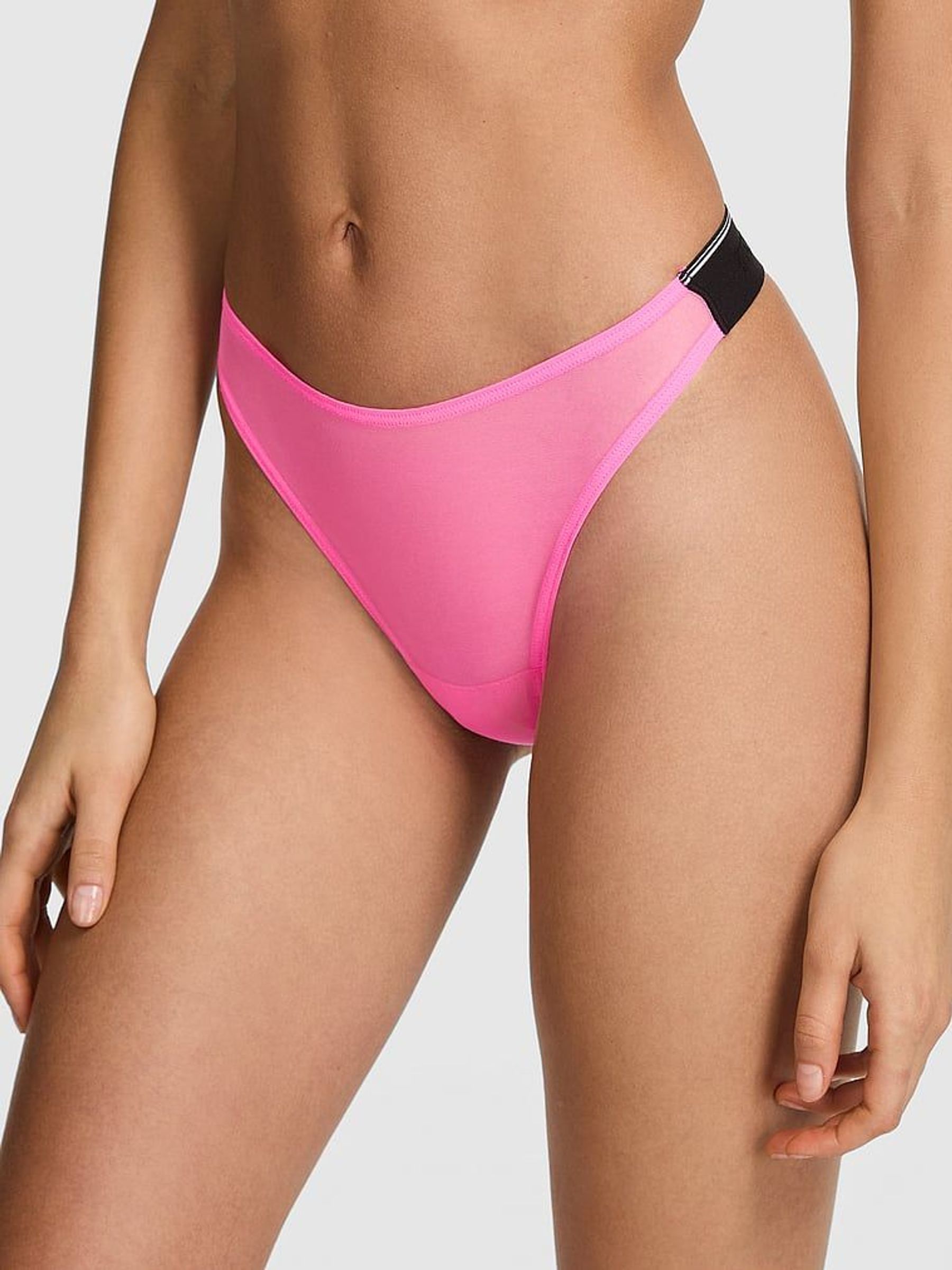 Radiant Rose Pink Thong Logo Mesh Knickers (F22455) | €10.50