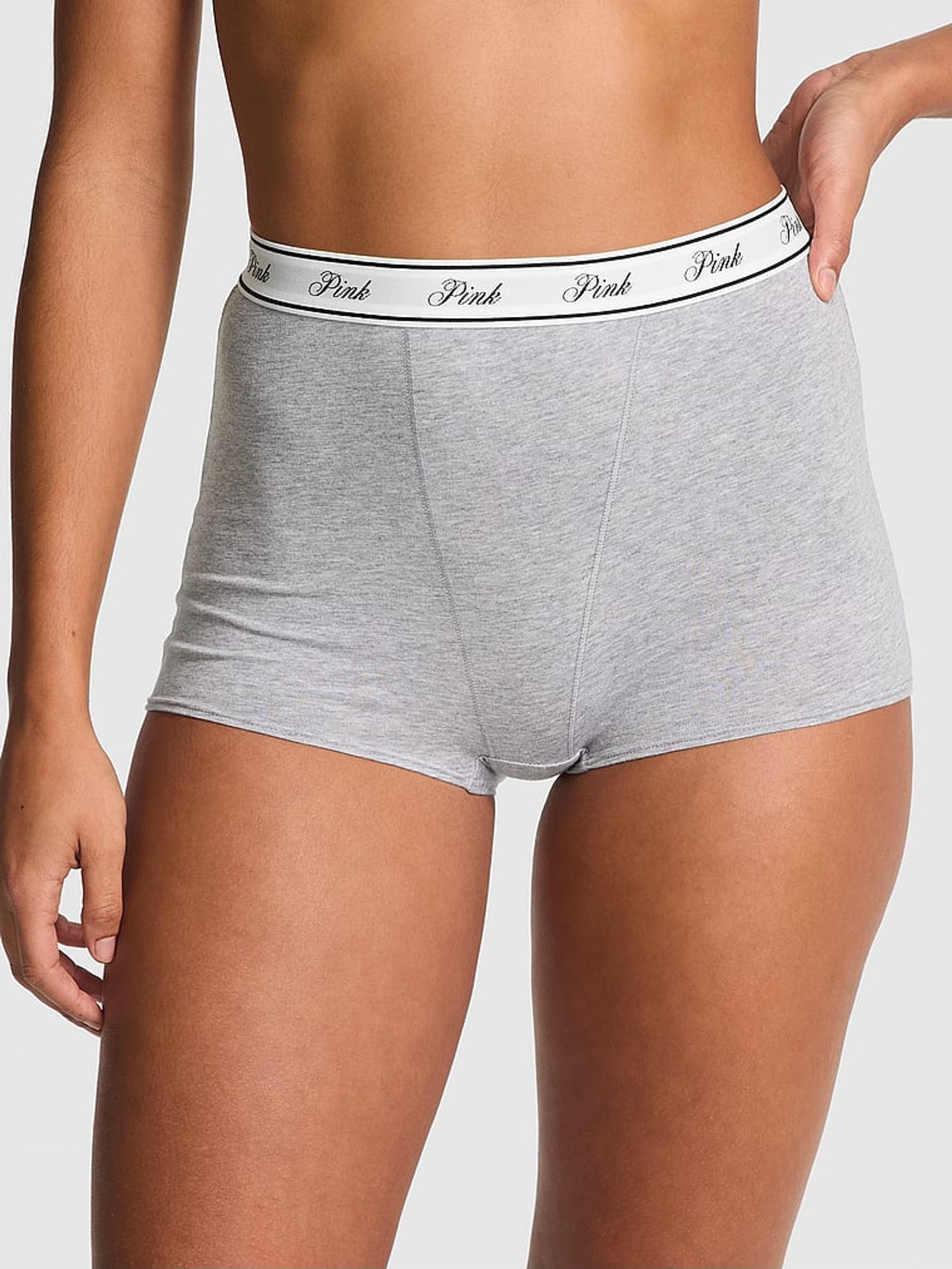 Medium Heather Grey High Waist Cotton Logo Knickers (F22495) | €10.50