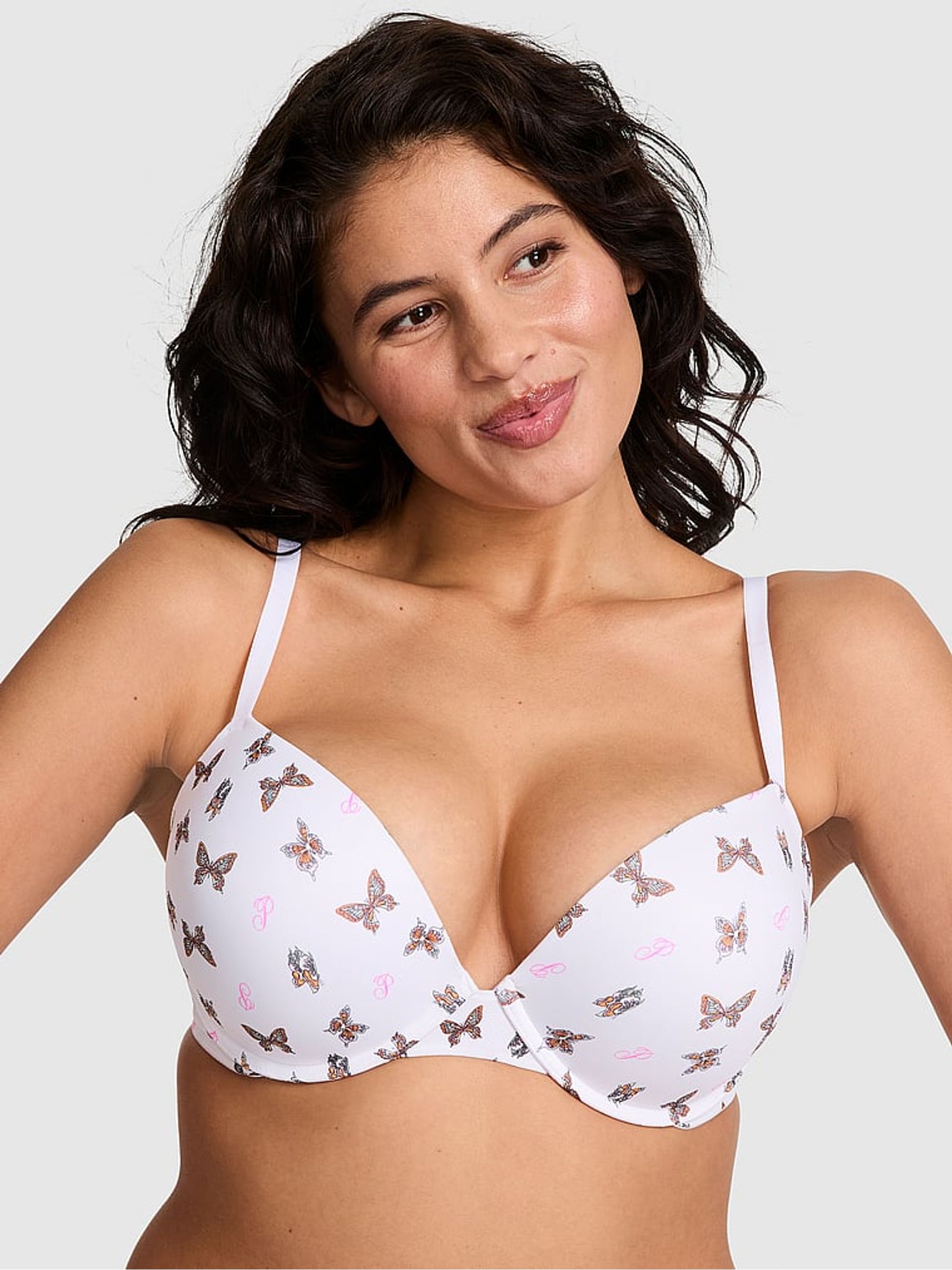 White Butterfly Print Super Push Up Super Push Up Bra (F22496) | €33