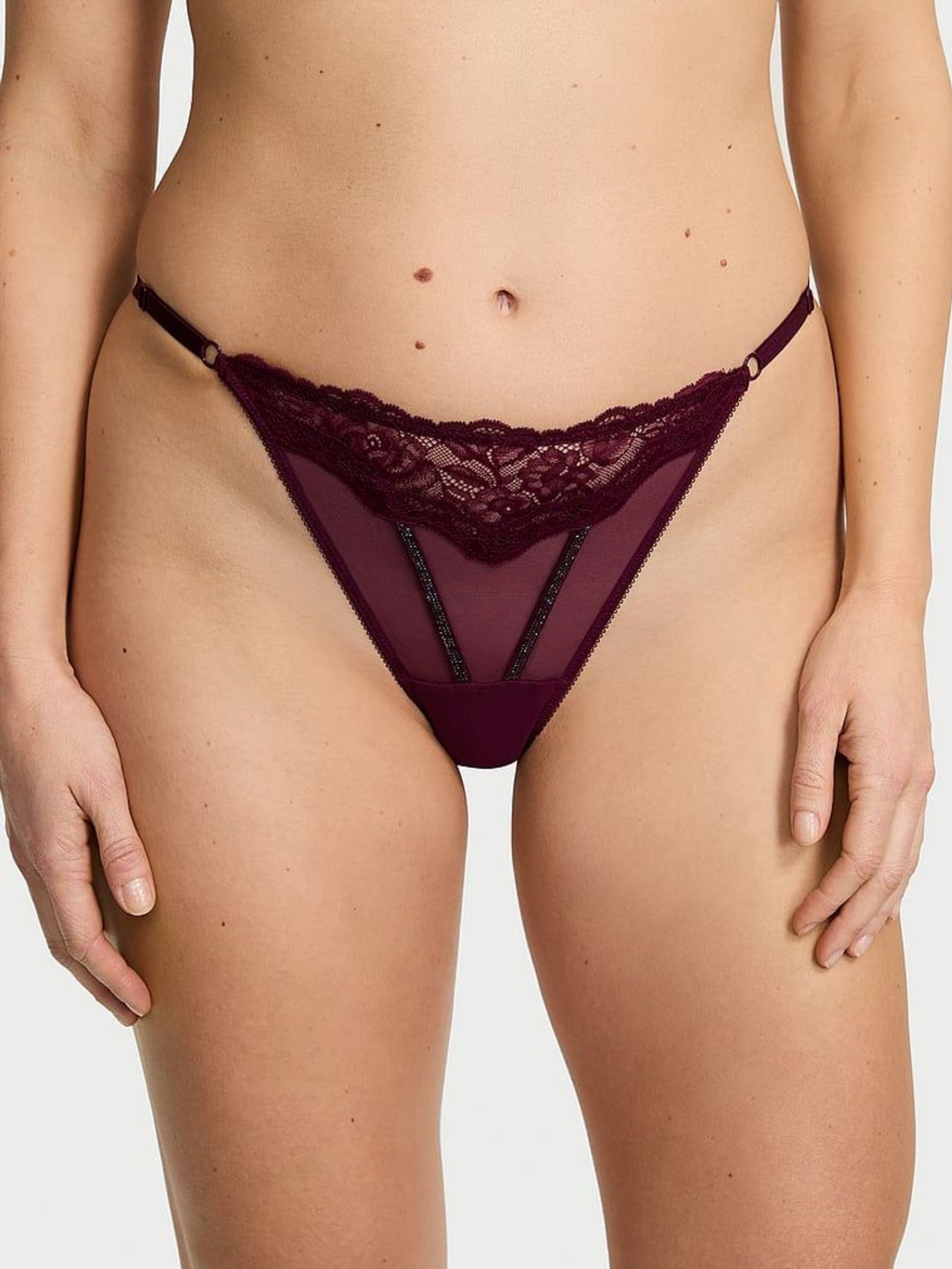 Kir Red Thong Sheer Shine Lace Knickers (F22561) | €22.50
