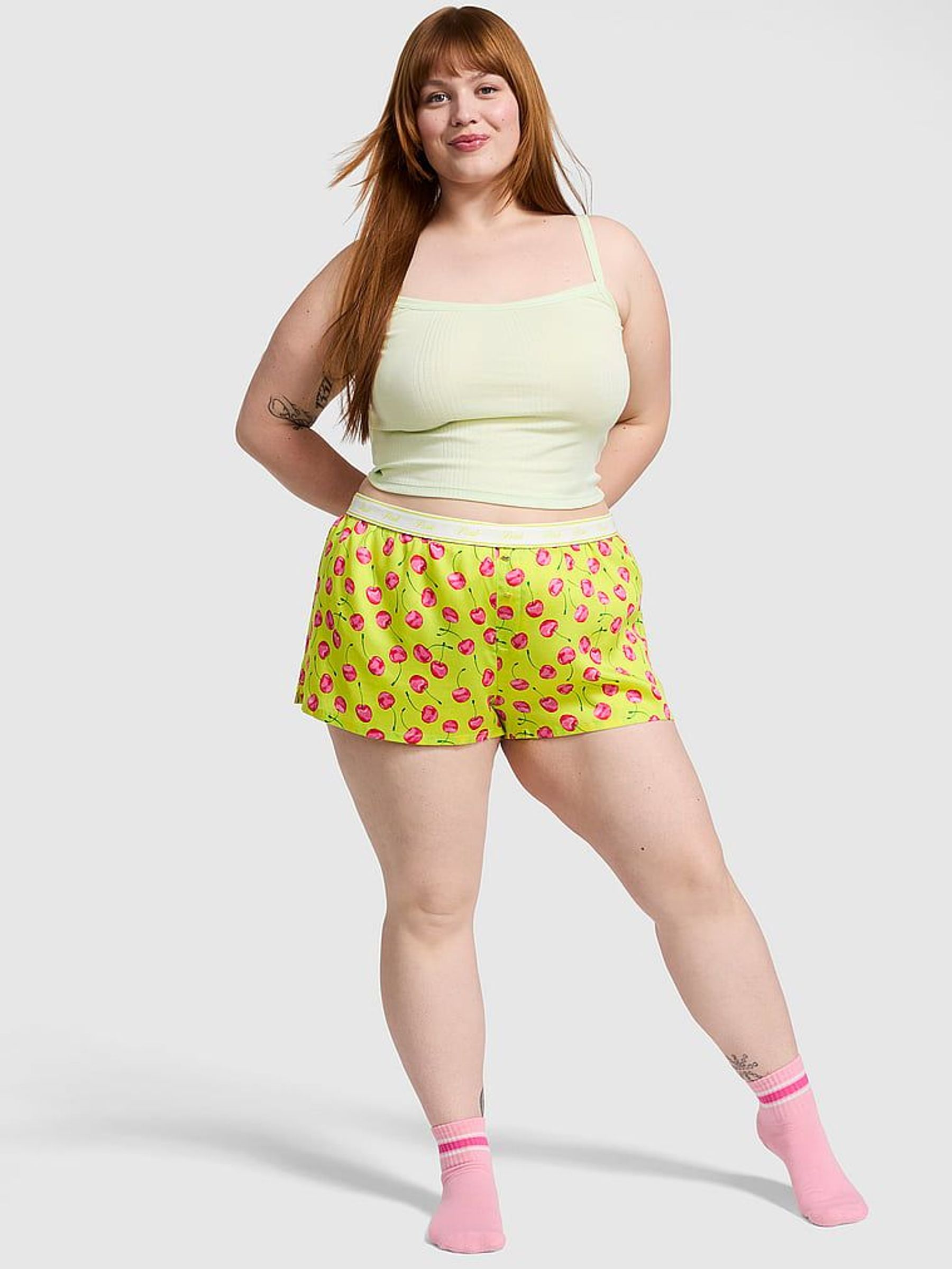 Lime Green Cherries Short Pyjama Bottoms (F22562) | €29