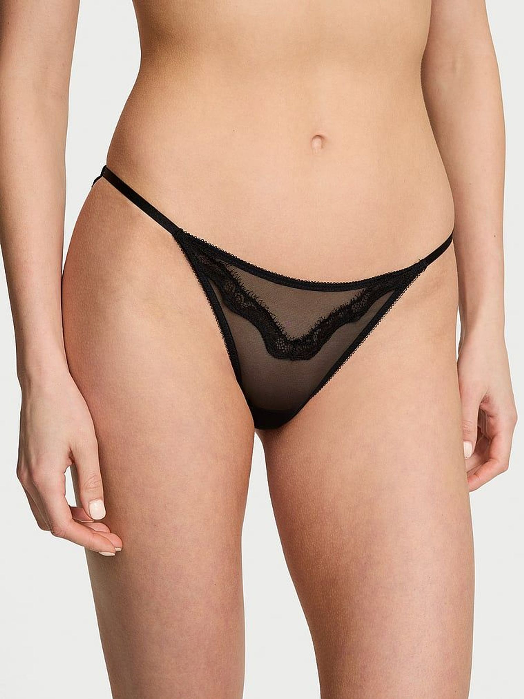 Black Bikini Sheer Shine Lace Knickers (F22595) | €22.50