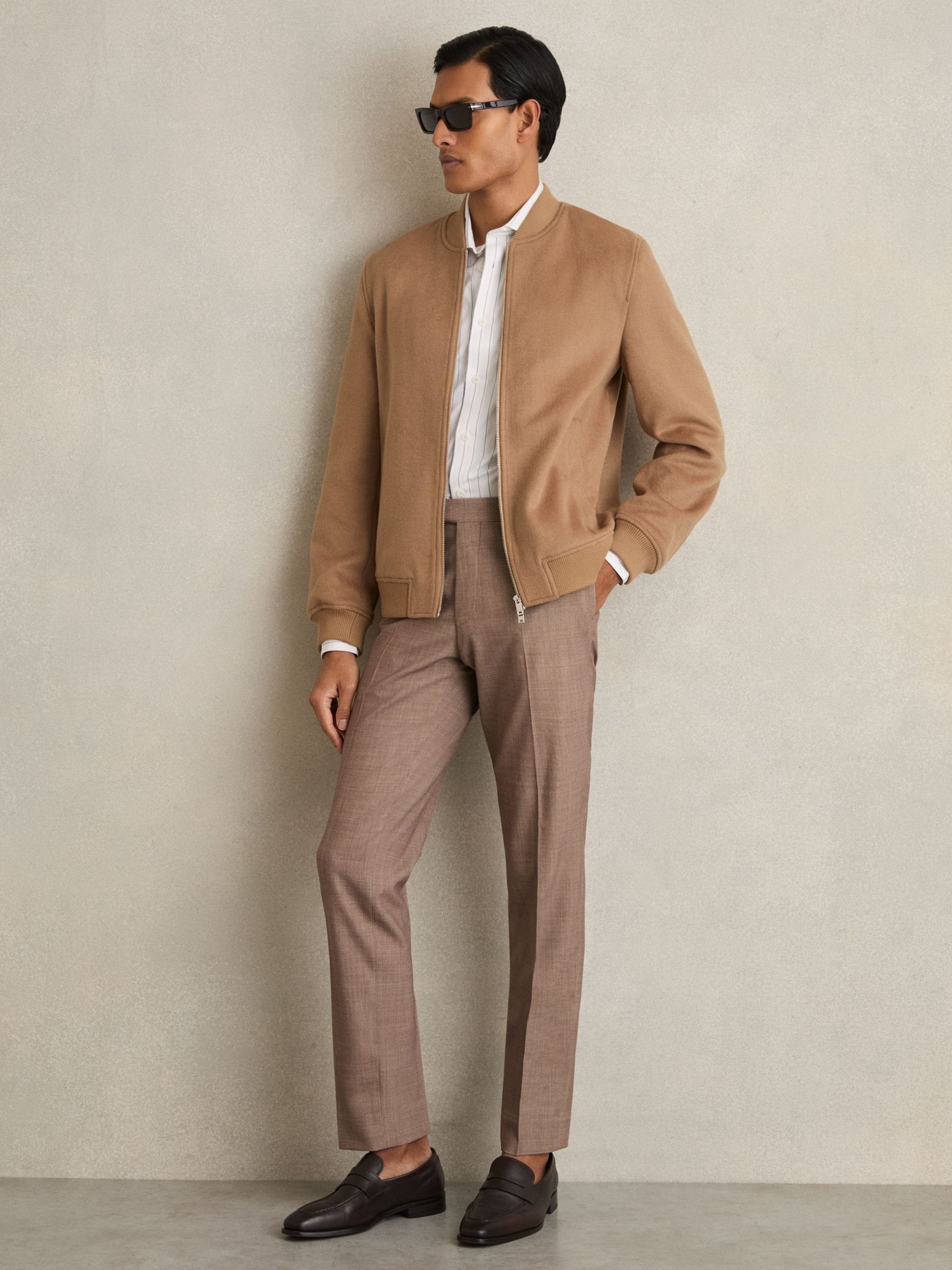 Brushed Wool-Blend Bomber Jacket in Camel (F22709) | €183