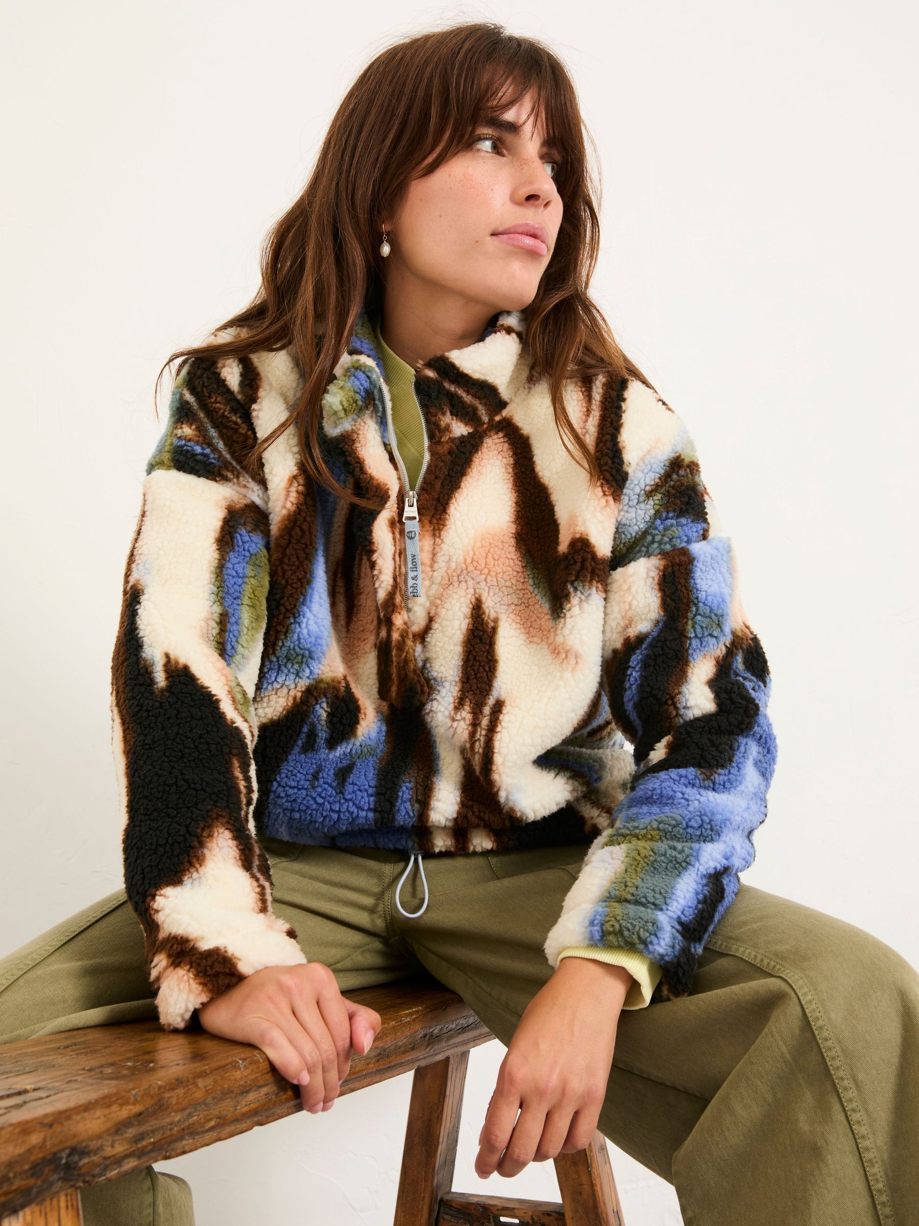 Raya Natural Printed Half Neck Fleece (F22782) | €85.50