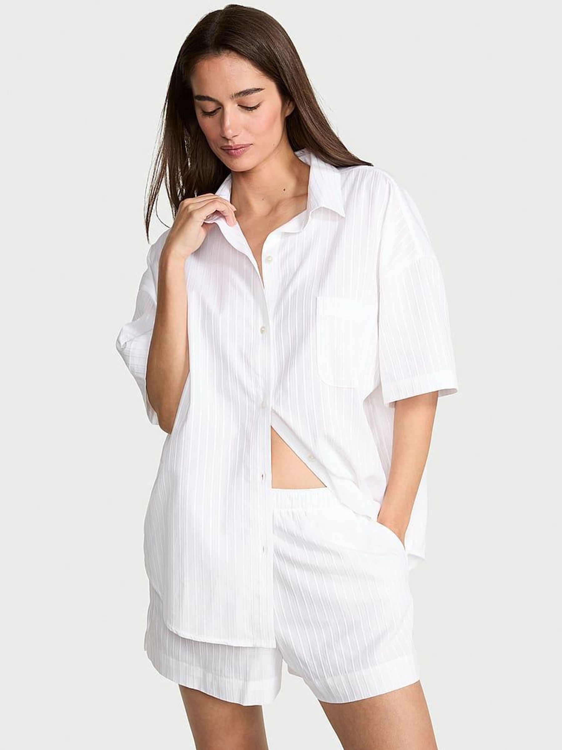 White Cotton Modal Short Pyjama Set (F23650) | €63