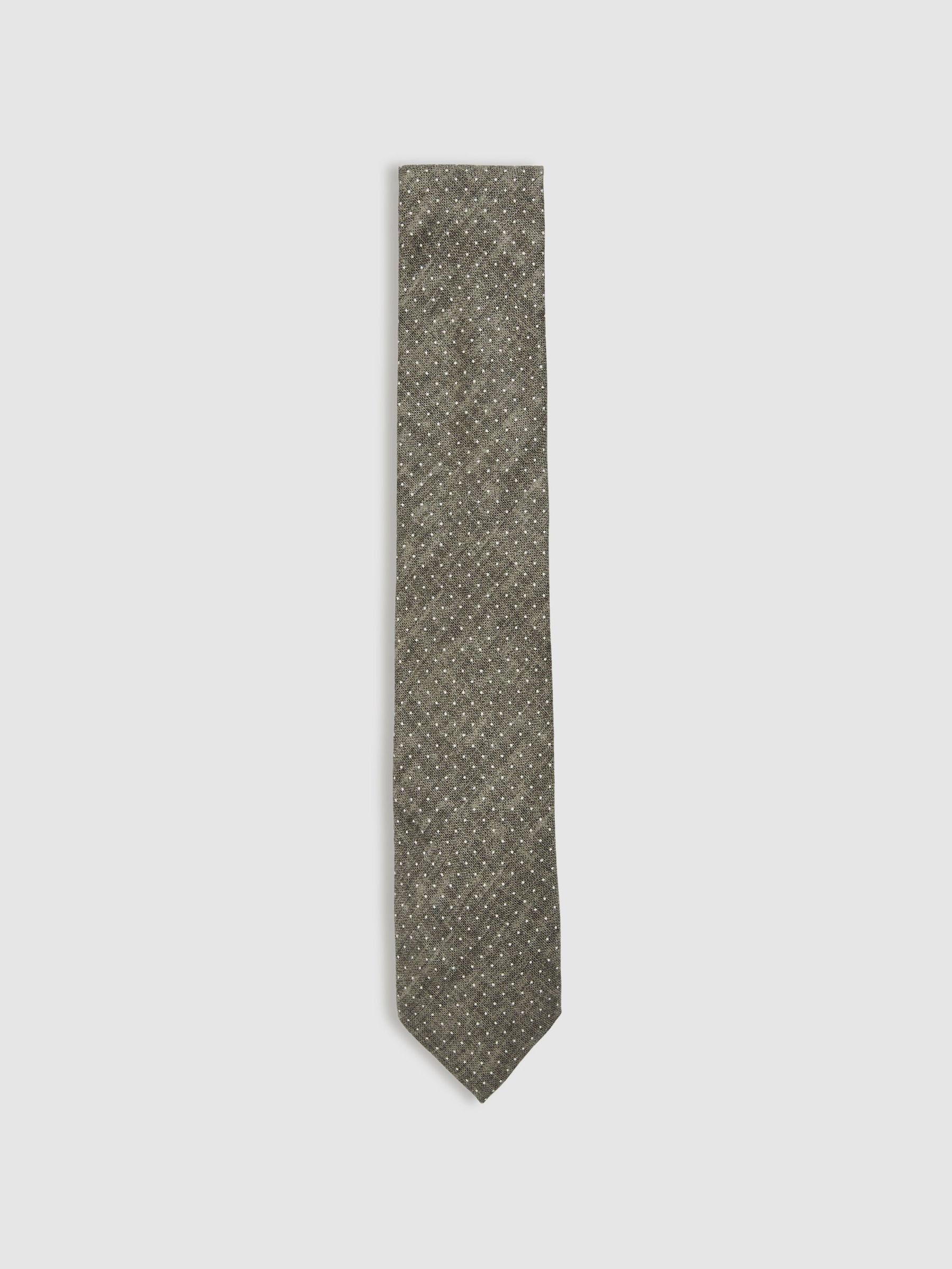Silk Pin-Dot Tie in Olive (F24383) | $110