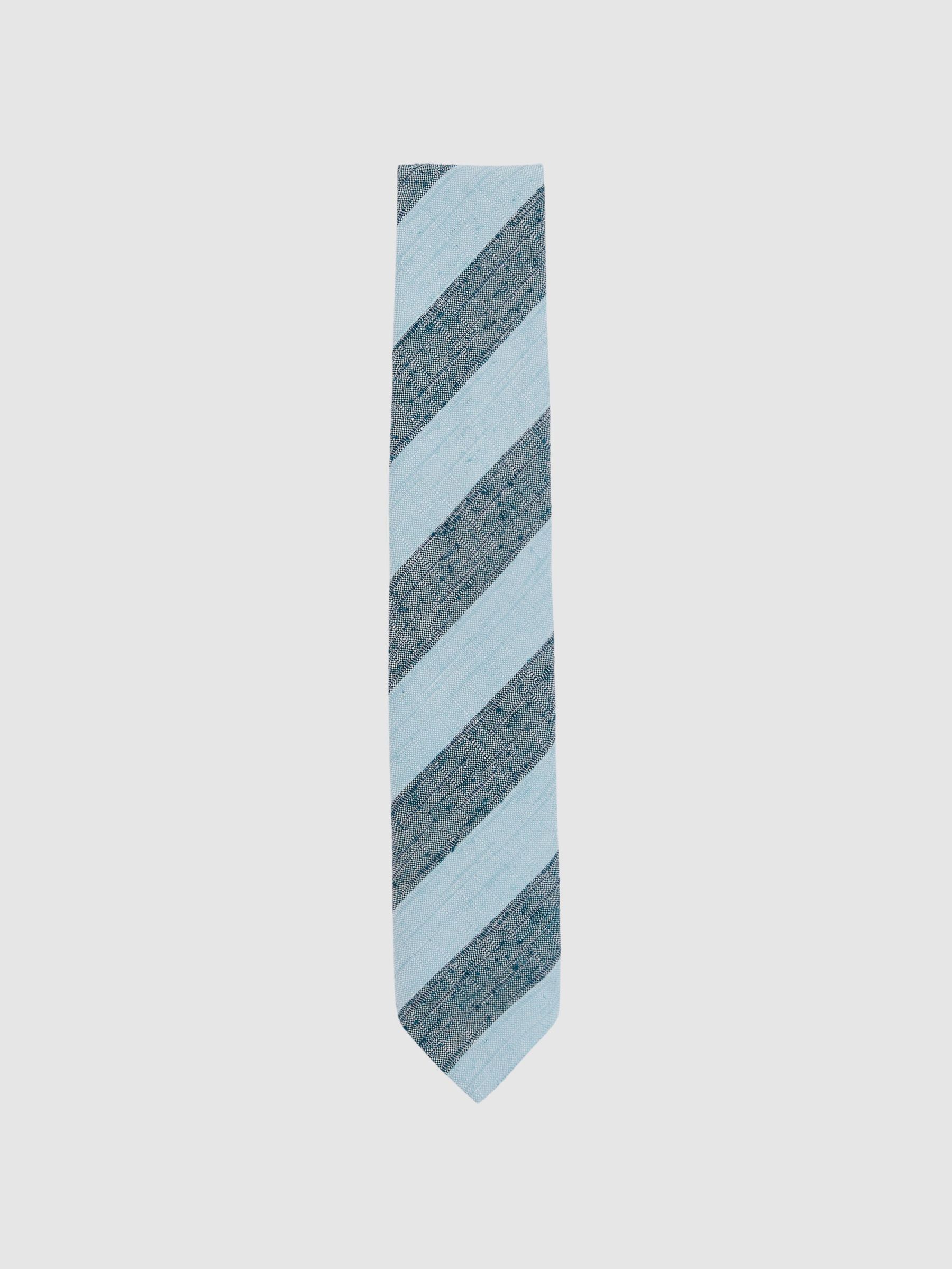 Silk-Blend Textured Stripe Tie in Soft Blue (F24392) | US$95