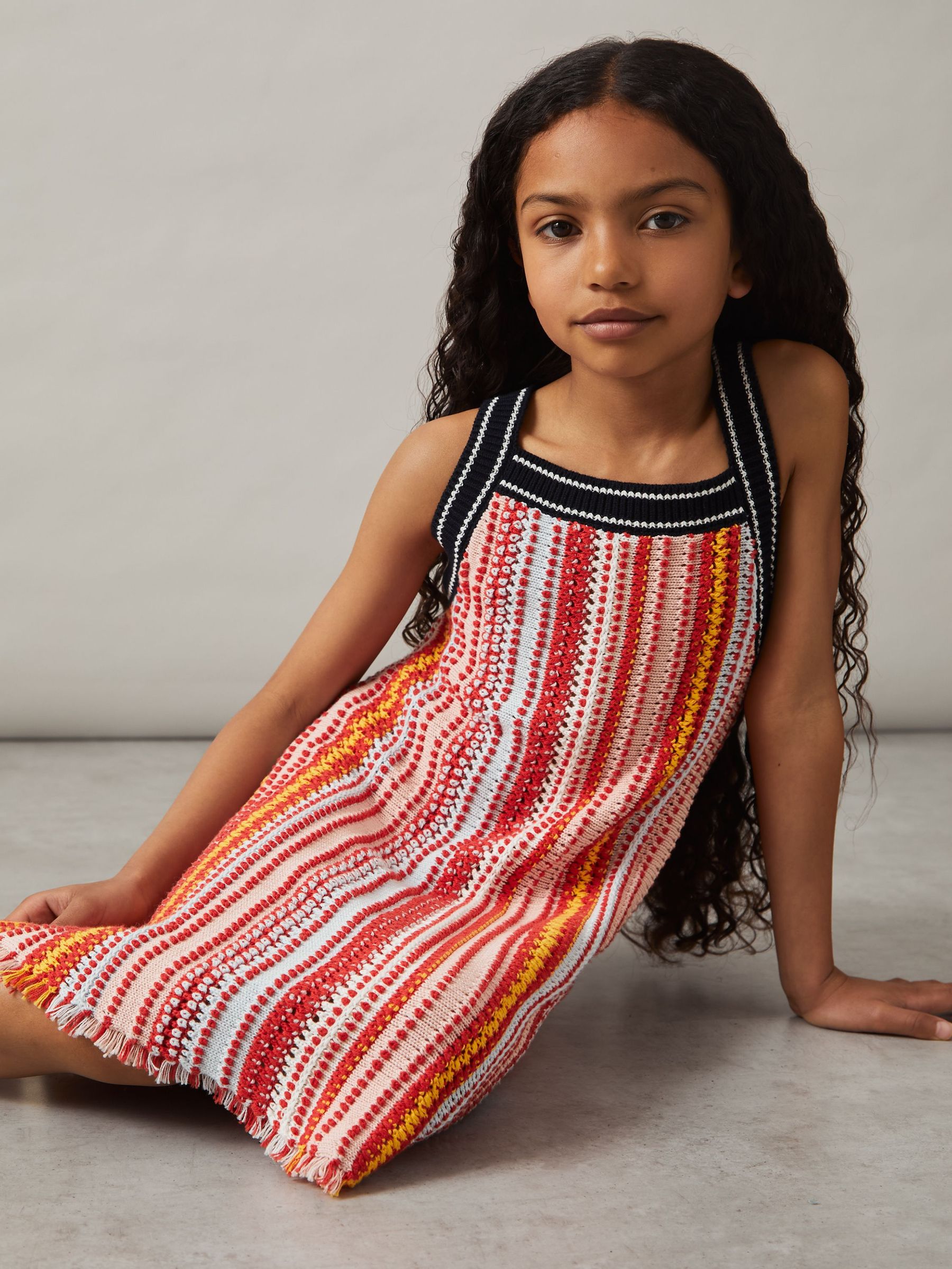 Cotton Striped Knit Dress in Multi (F26782) | US$110