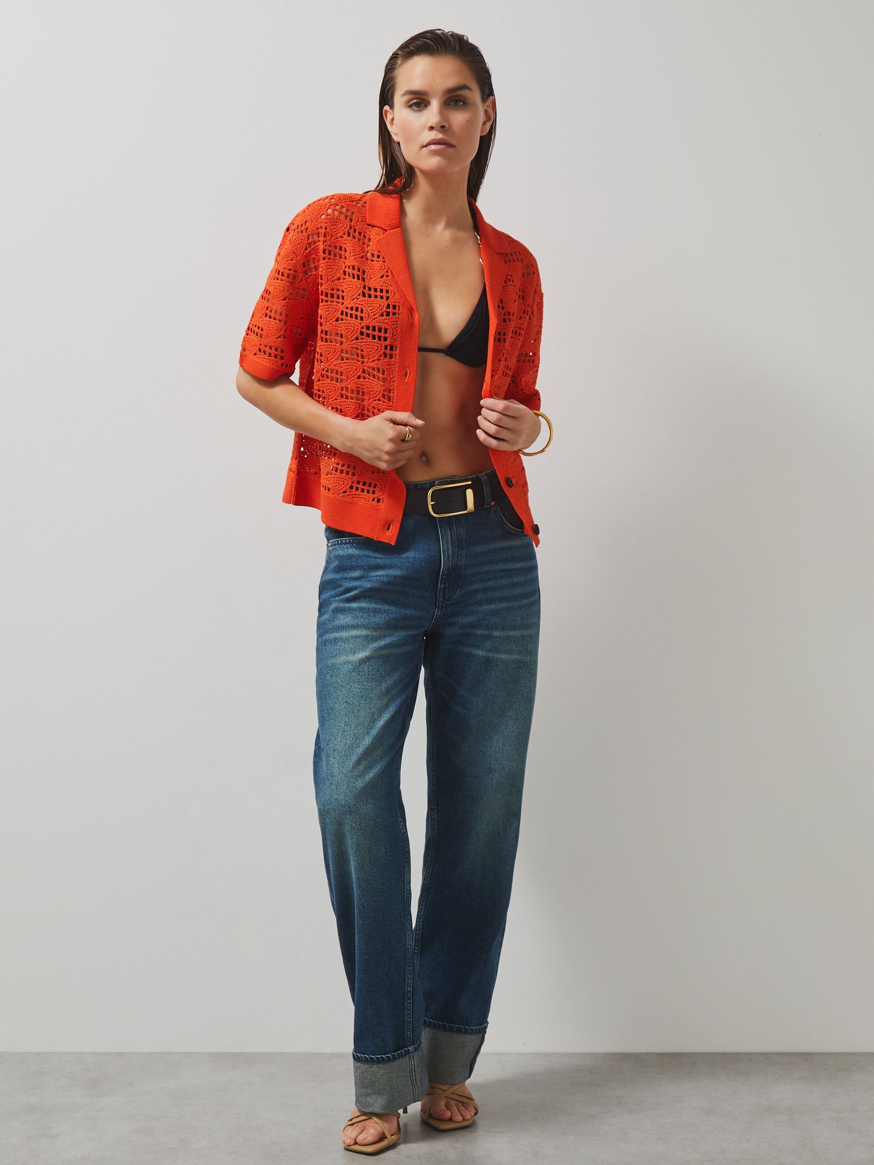 McLaren F1 Team Speedmark Crochet Shirt in Papaya (F27891) | US$285