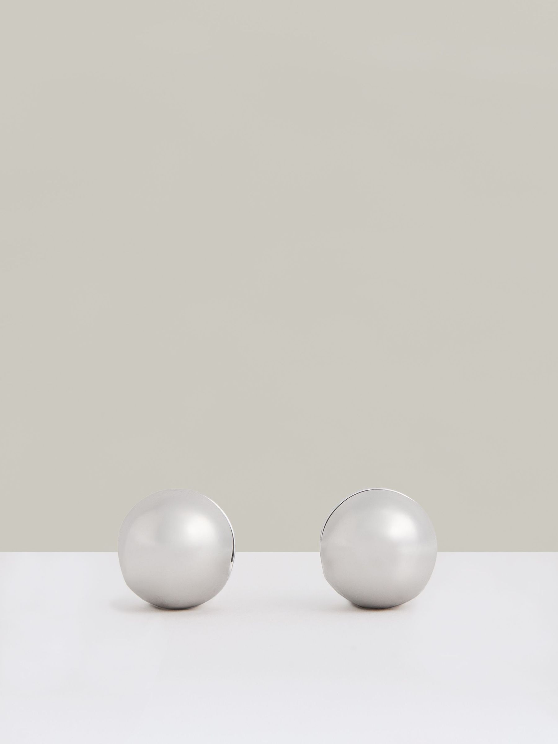Polished Ball Huggie Earrings in Silver Tone (F27974) | €55